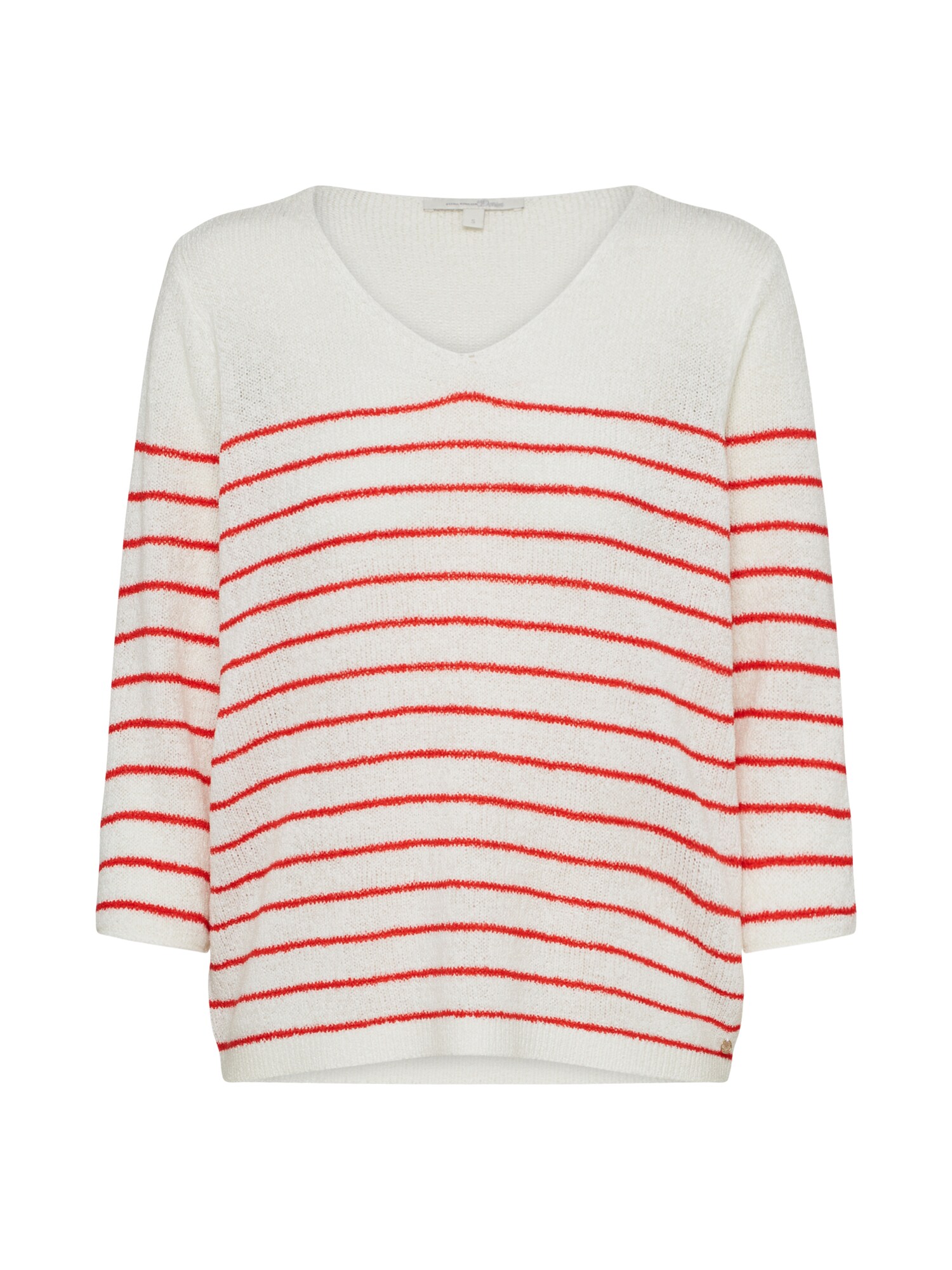 Tom Tailor Denim Dames Trui Vuurrood Offwhite tom tailor denim kopen in de aanbieding