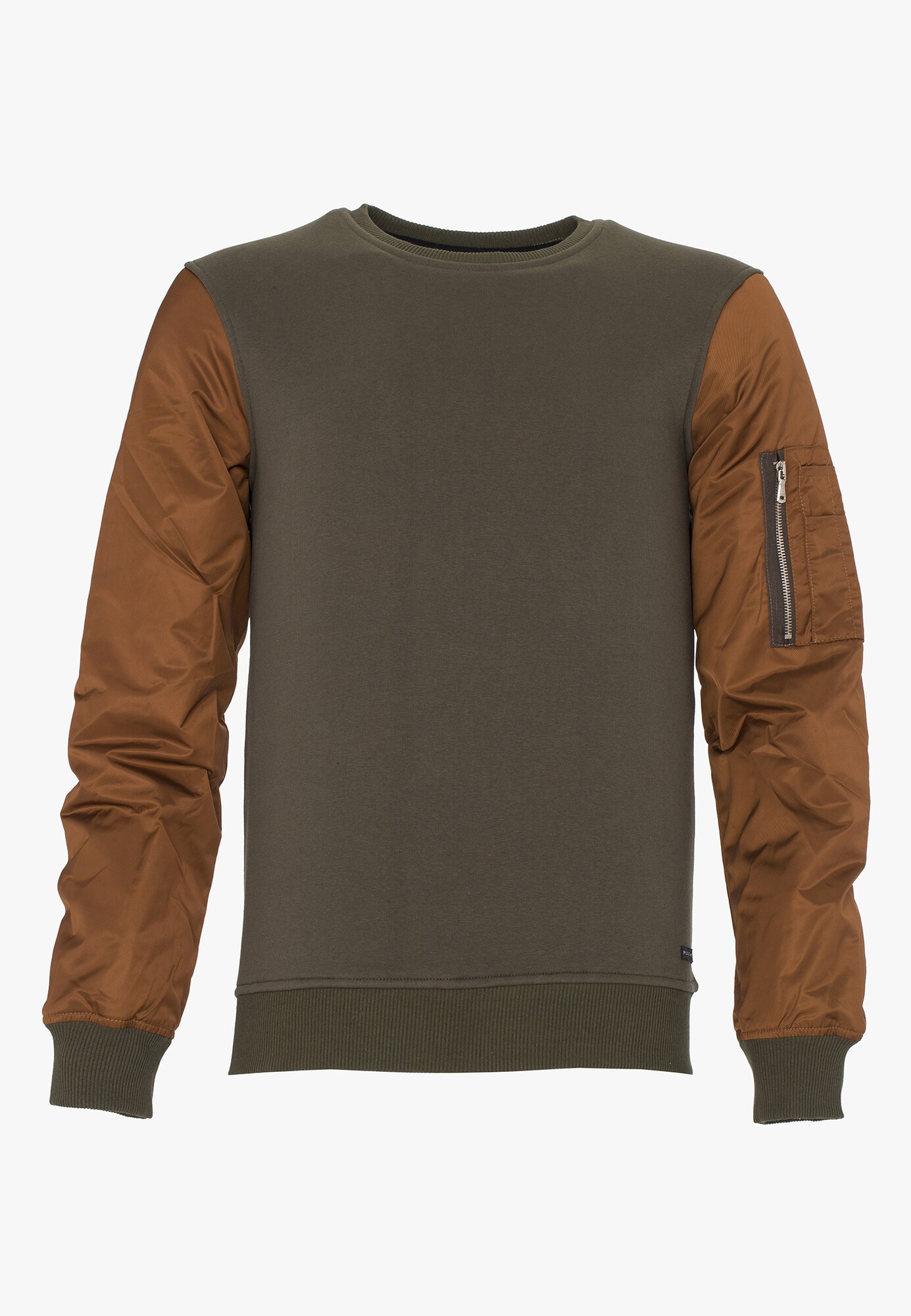 Plus Eighteen Heren Sweatshirt Bruin Kaki plus eighteen kopen in de aanbieding