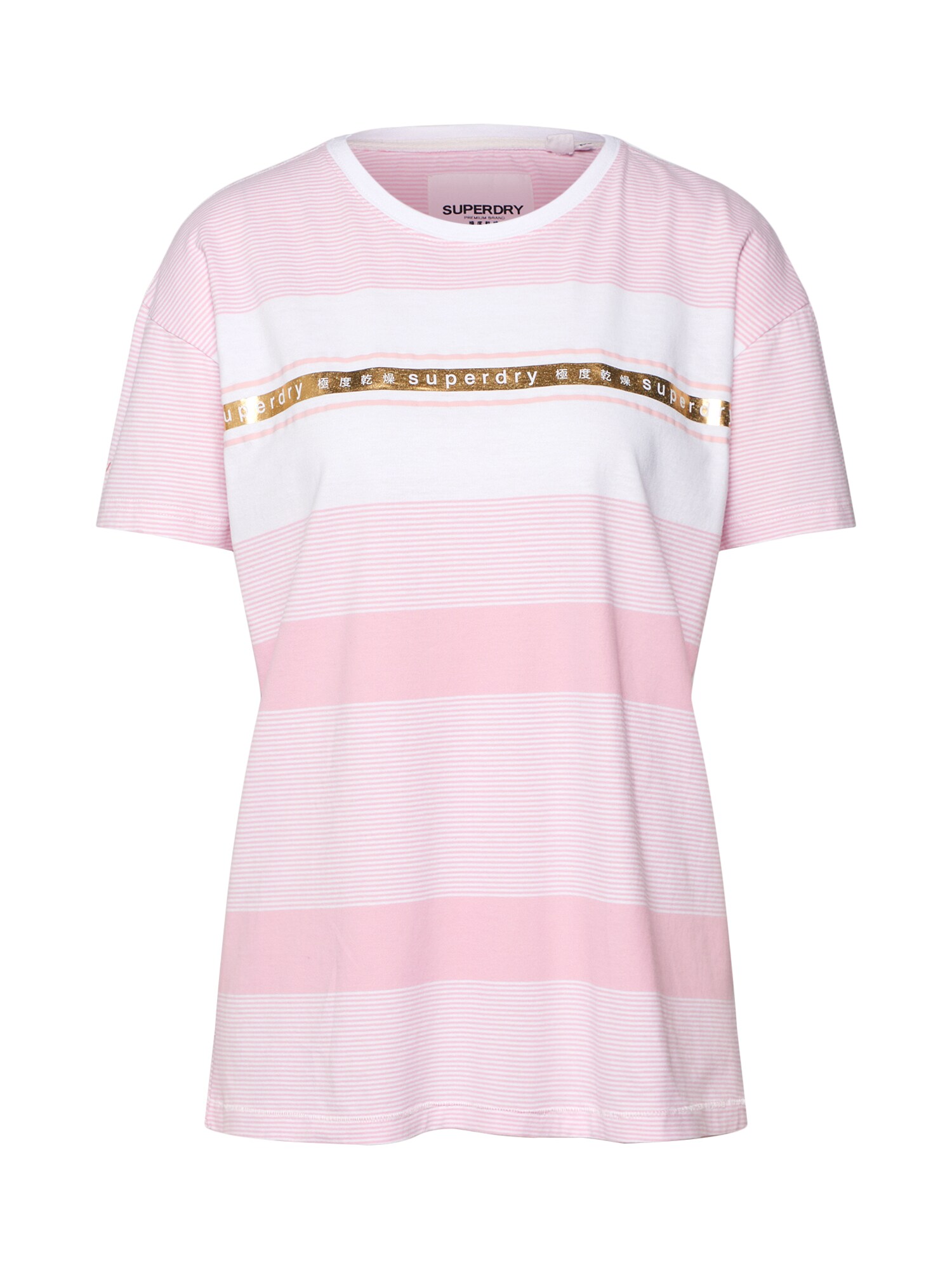 Superdry Dames Shirt Tape Stripe Portland Rosa Wit superdry kopen in de aanbieding