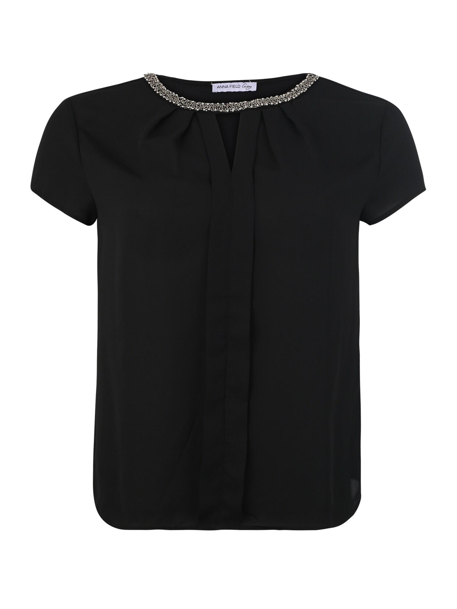 Anna Field Curvy Dames Shirt Pleated Woven Front T Zwart anna field curvy kopen in de aanbieding