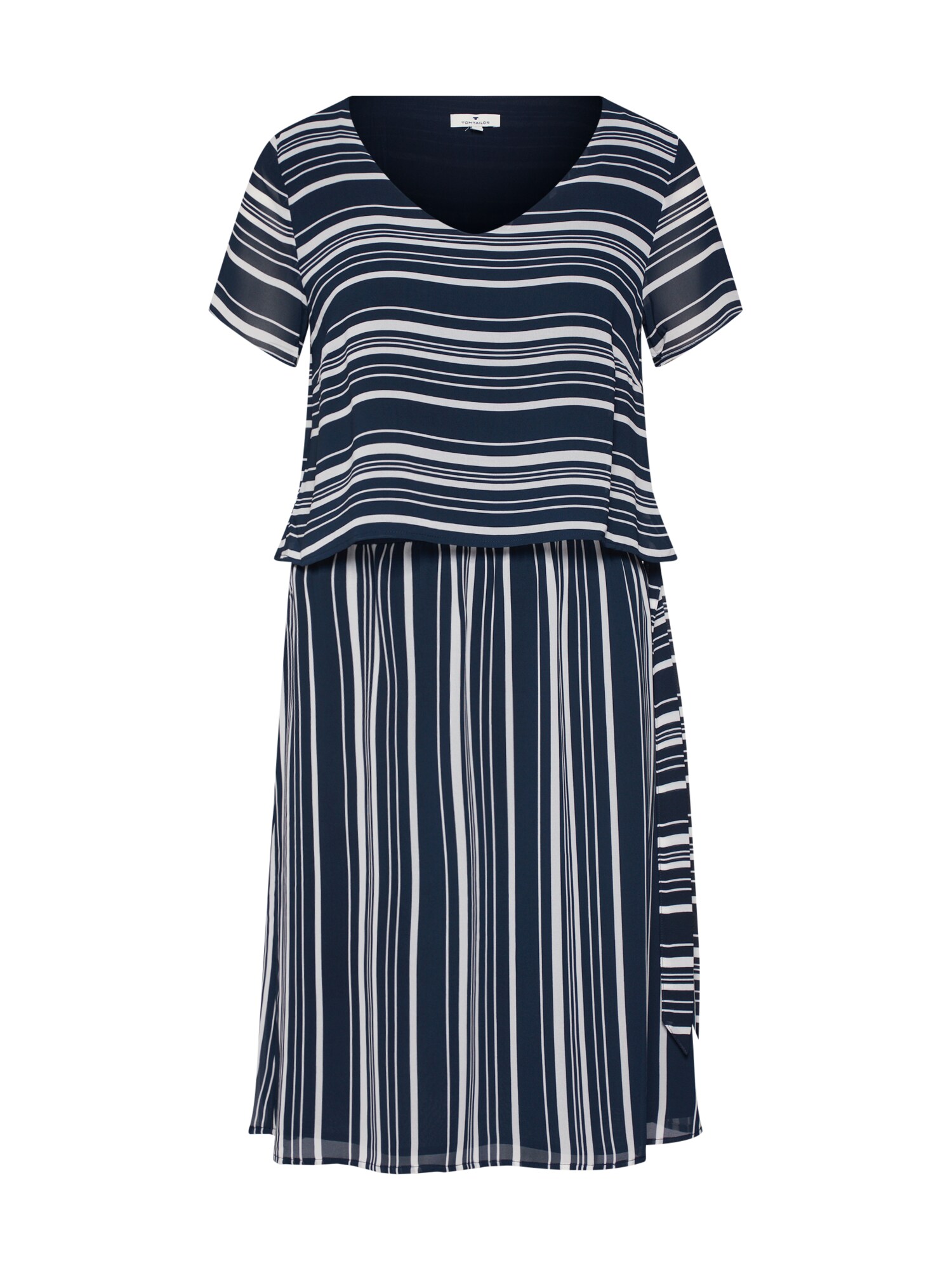 Tom Tailor Dames Jurk Nachtblauw Wit tom tailor kopen in de aanbieding