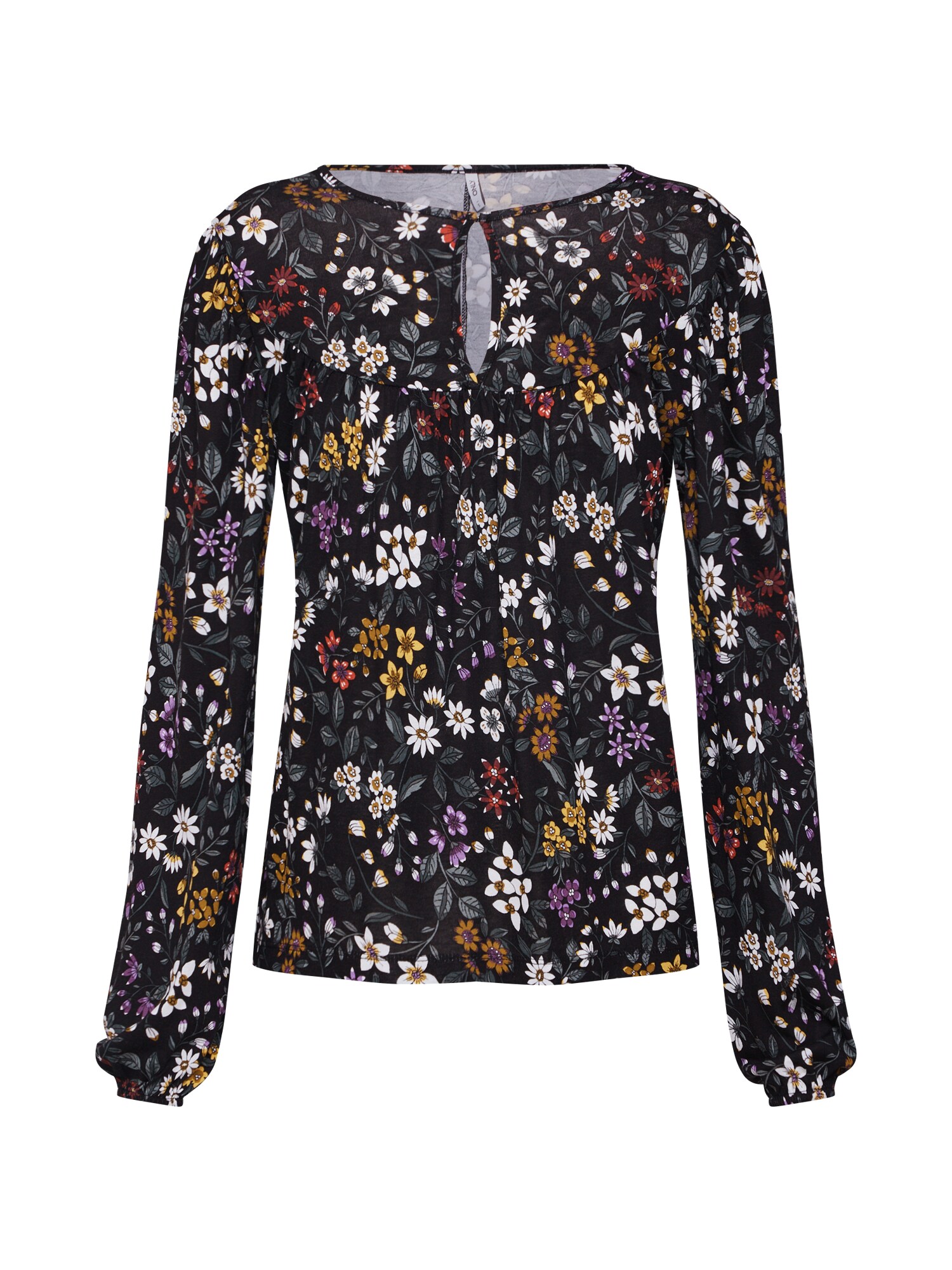 Only Dames Shirt Onlviola Ls Flower Top Jrs Zwart only kopen in de aanbieding