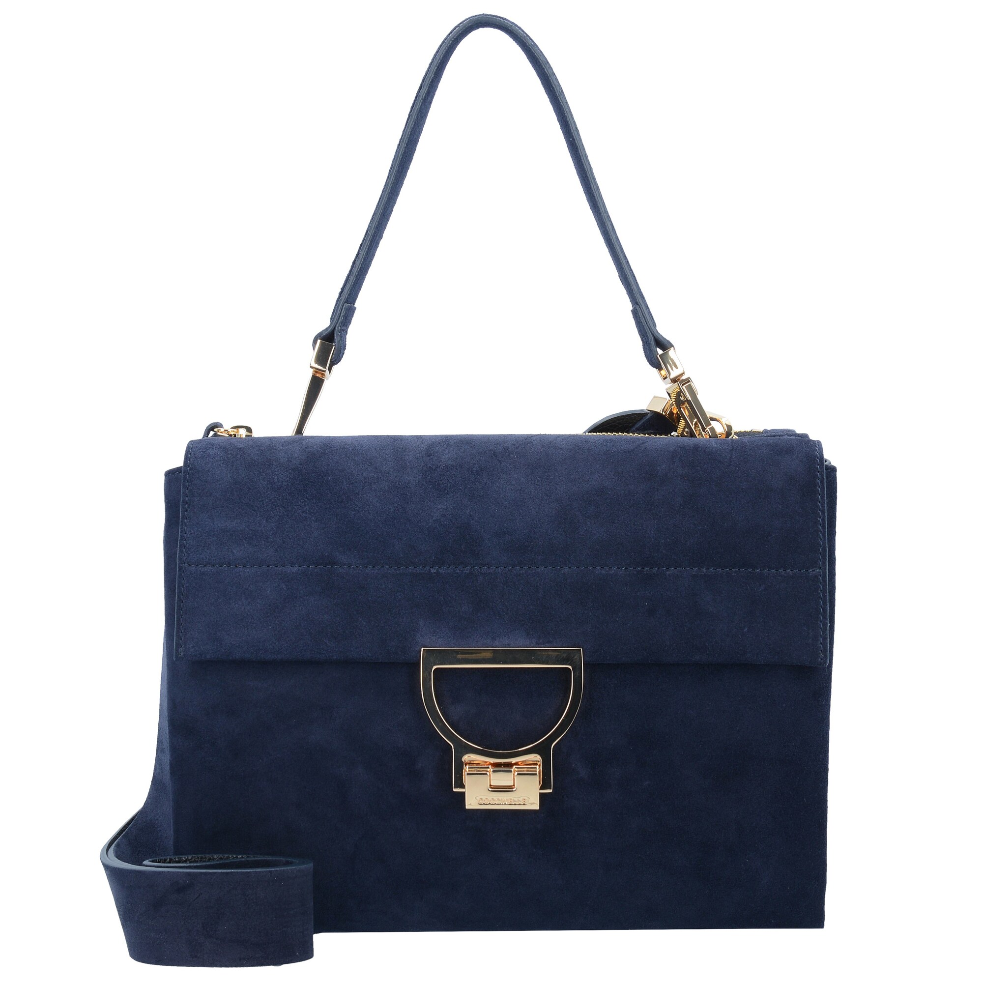 Coccinelle Dames Handtas Arlettis Suede Donkerblauw coccinelle kopen in de aanbieding