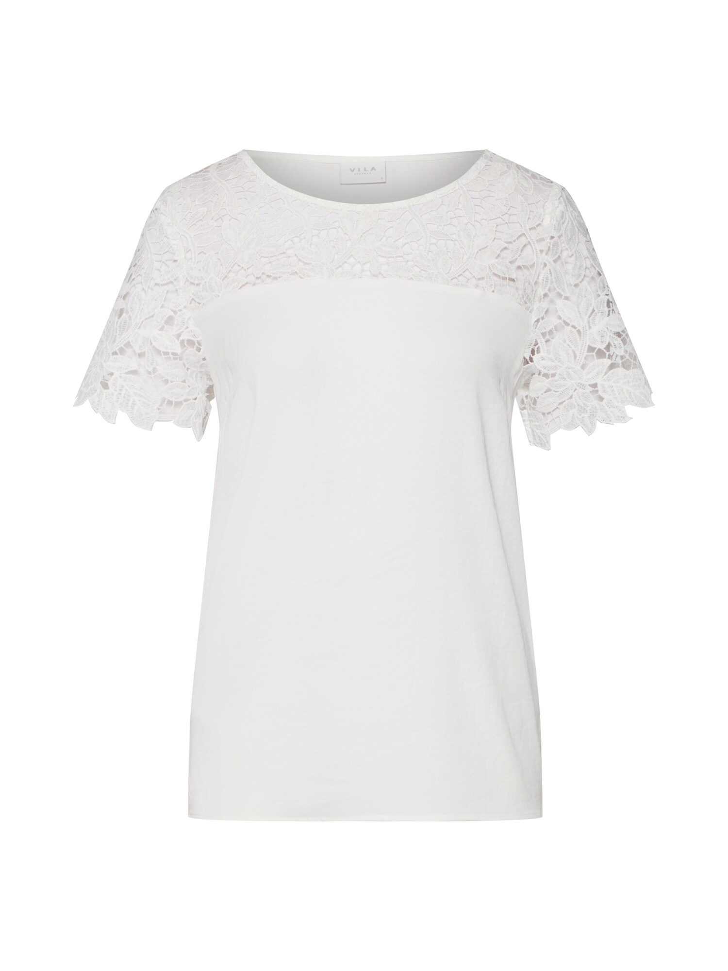 VILA Marškinėliai 'VIMELLI BLOCKED LACE TOP'  balta