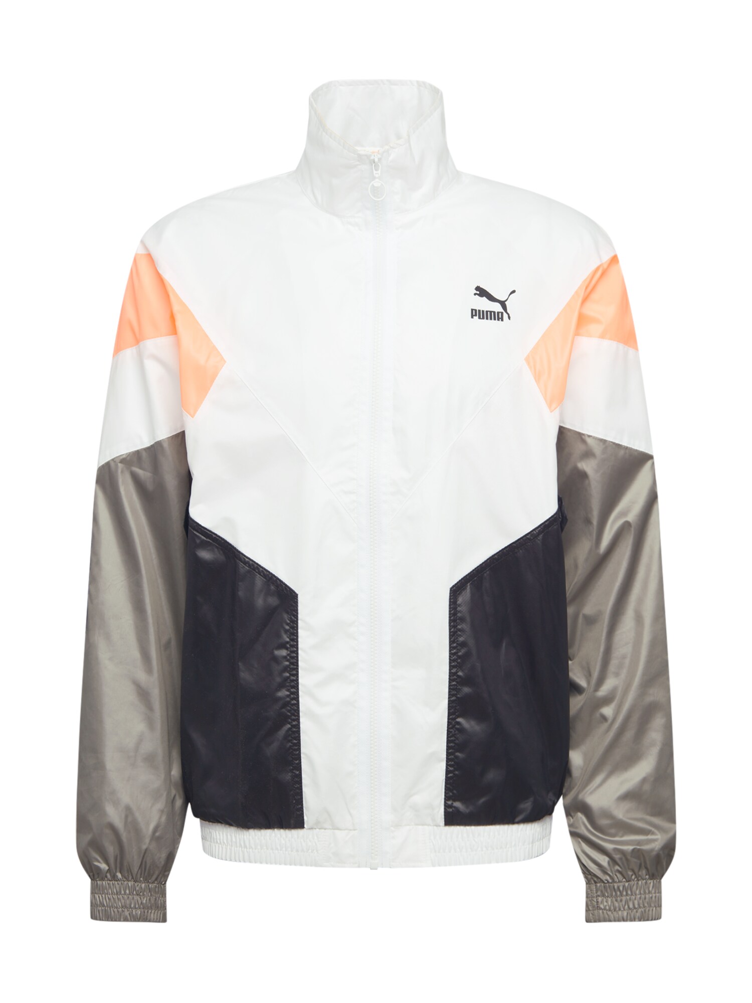 PUMA Demisezoninė striukė  pilka / oranžinė / balta / juoda