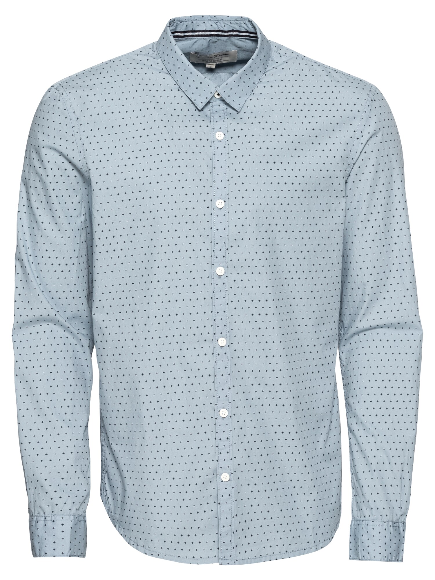 Tom Tailor Denim Heren Overhemd Lichtblauw Donkerblauw tom tailor denim kopen in de aanbieding