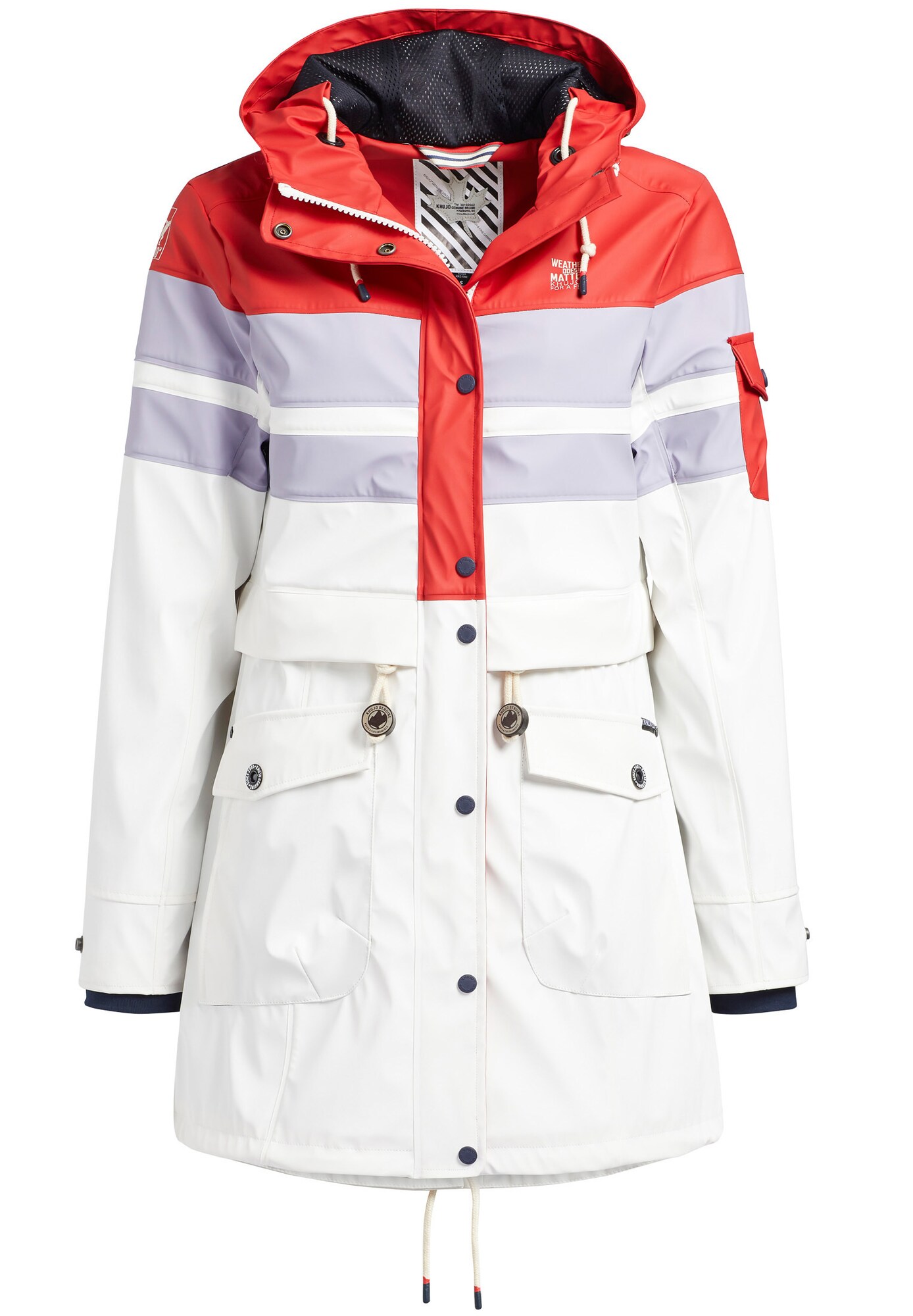 Khujo Dames Tussenmantel Souanna Grijs Rood Wit khujo kopen in de aanbieding