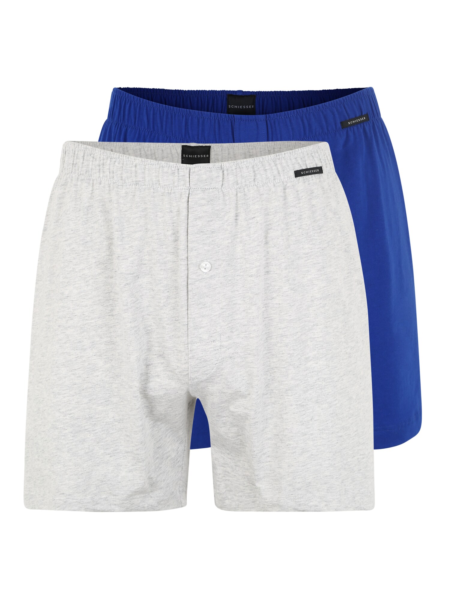 Schiesser Heren Boxershorts Royal Bluekoningsblauw Lichtgrijs schiesser kopen in de aanbieding