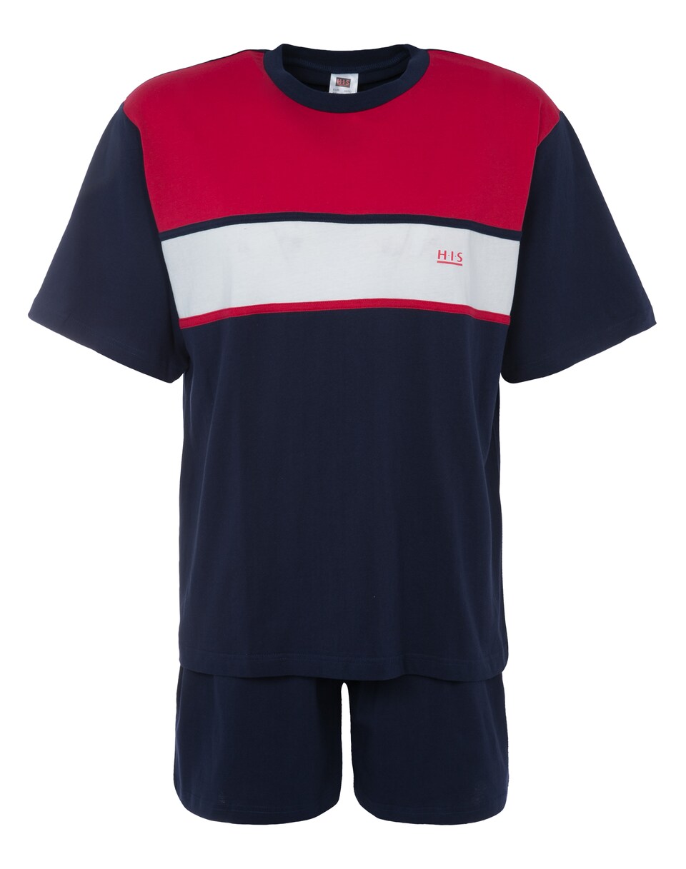 Pyjamas kort marinblå / röd