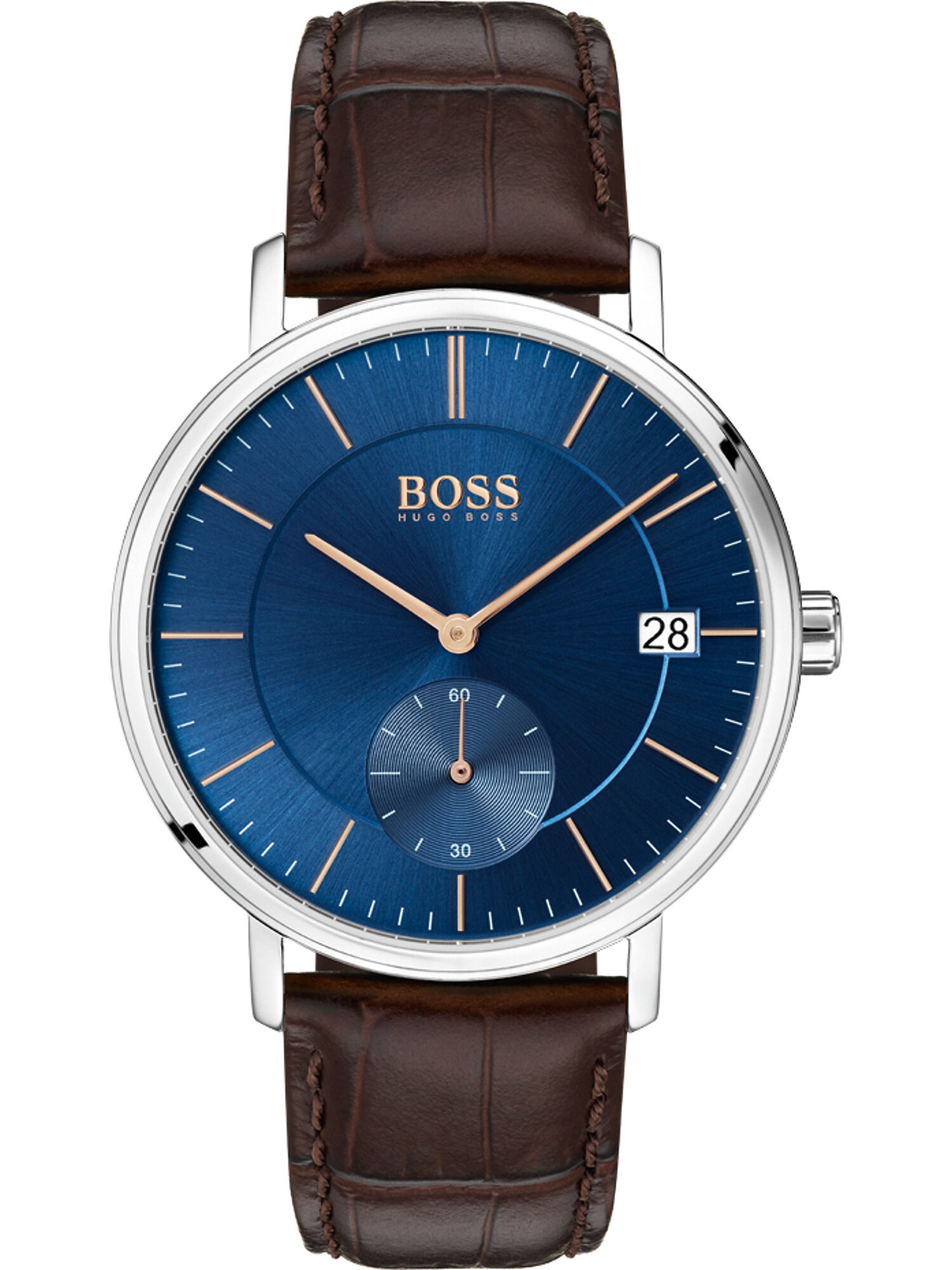 BOSS Uhr blau / dunkelbraun / silber