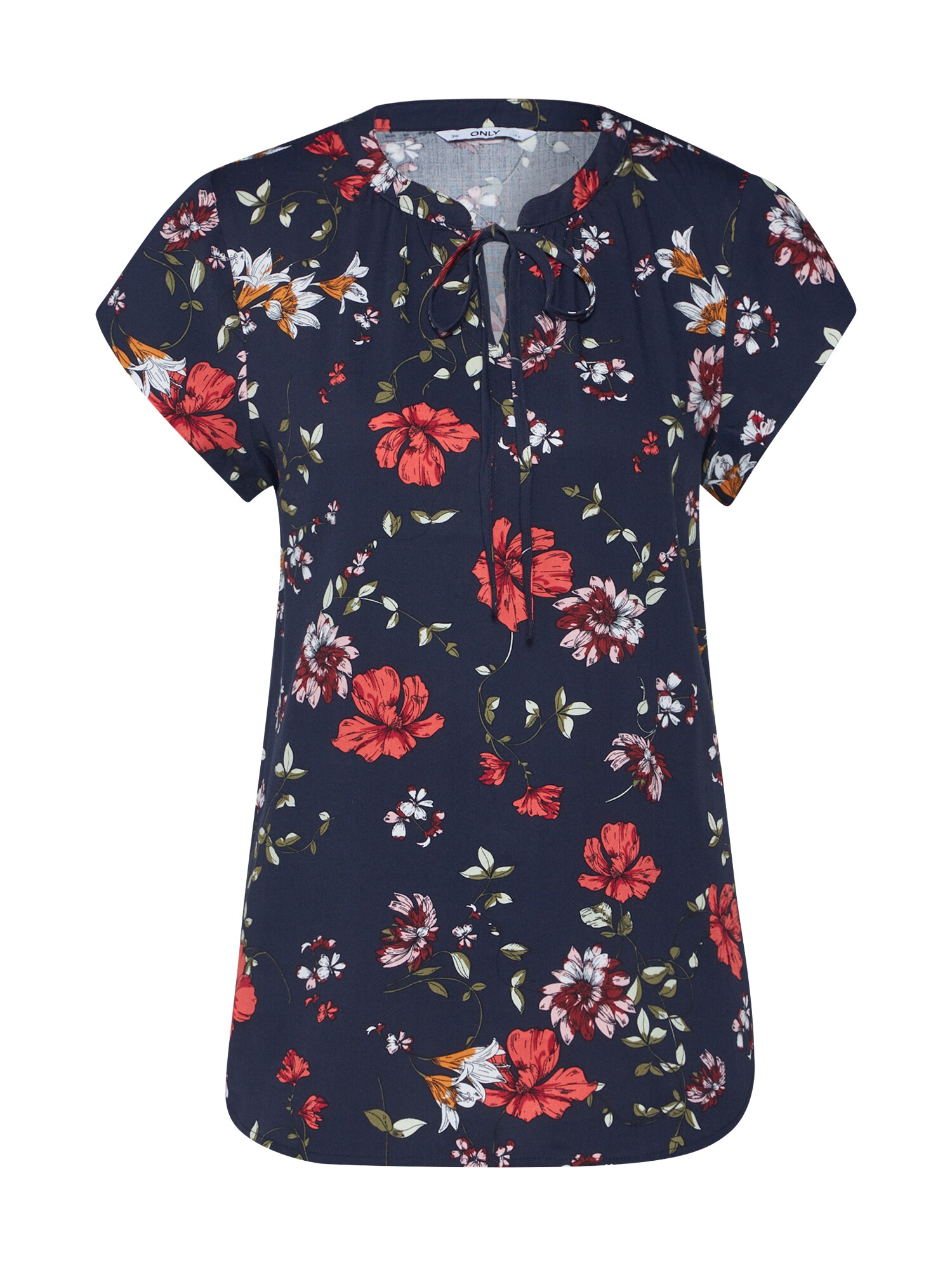 ONLY Marškinėliai 'ONLALMA VIS S/S TOP AOP WVN'  mišrios spalvos / nakties mėlyna
