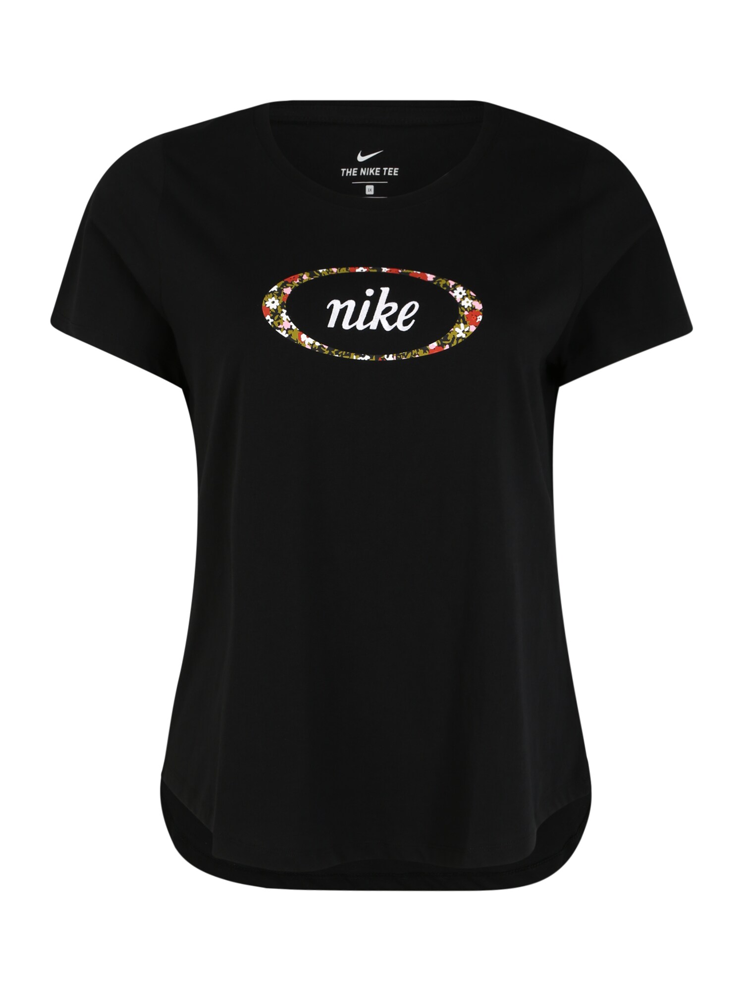 Nike Sportswear Marškinėliai 'Femme Plus'  juoda / balta