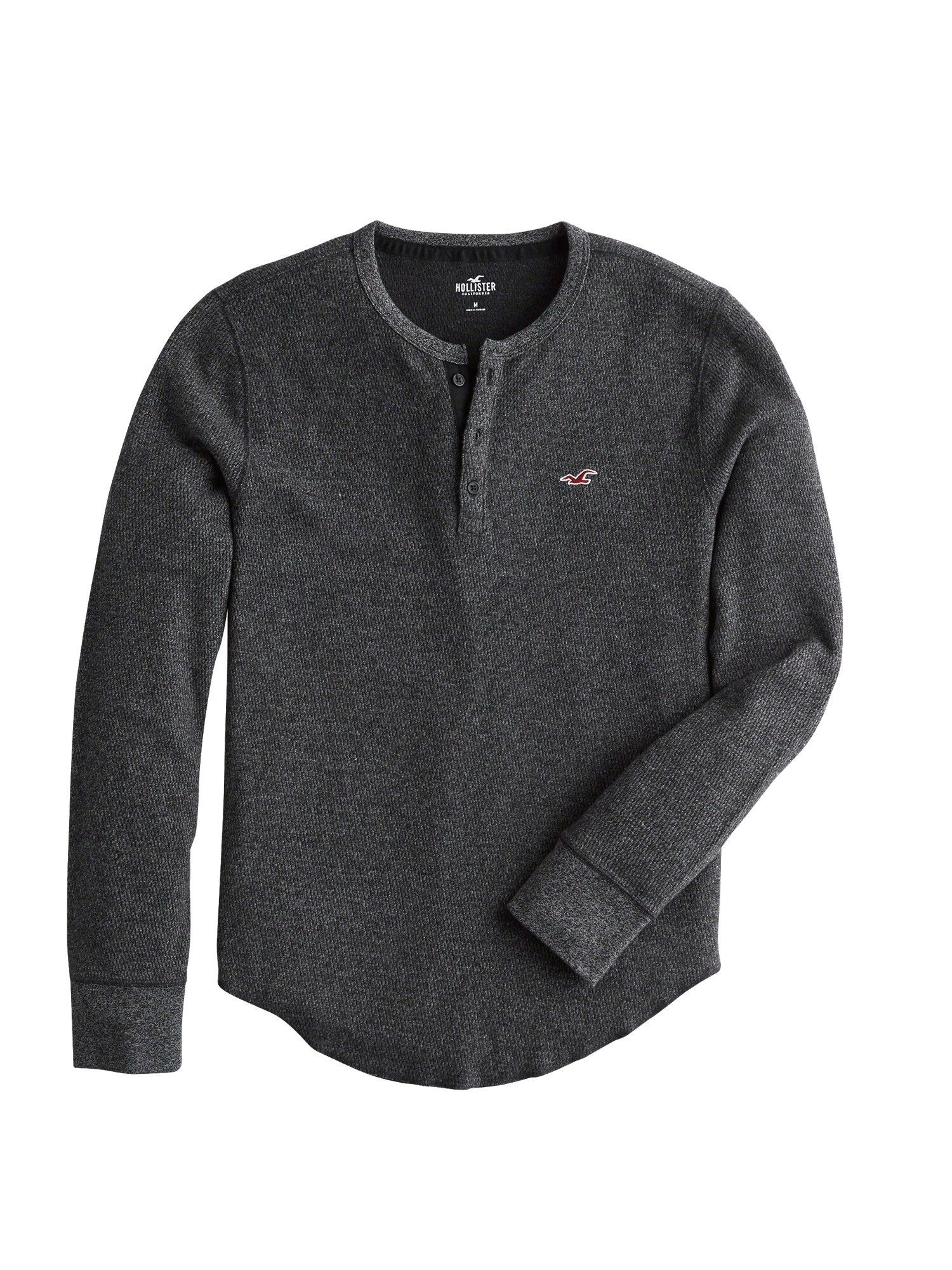 Hollister Heren Shirt Ls Waffle Henley Donkergrijs hollister kopen in de aanbieding