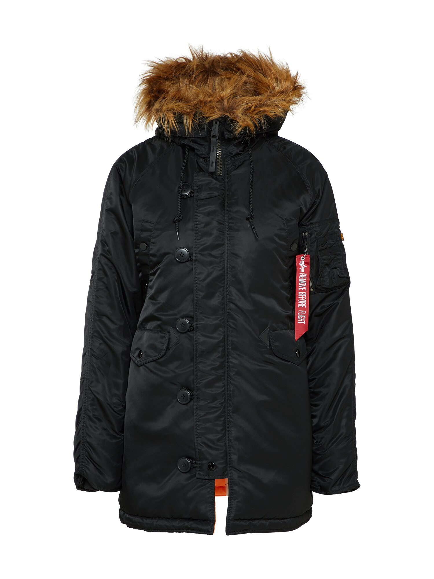 ALPHA INDUSTRIES Zimná bunda  hnedá melírovaná / čierna
