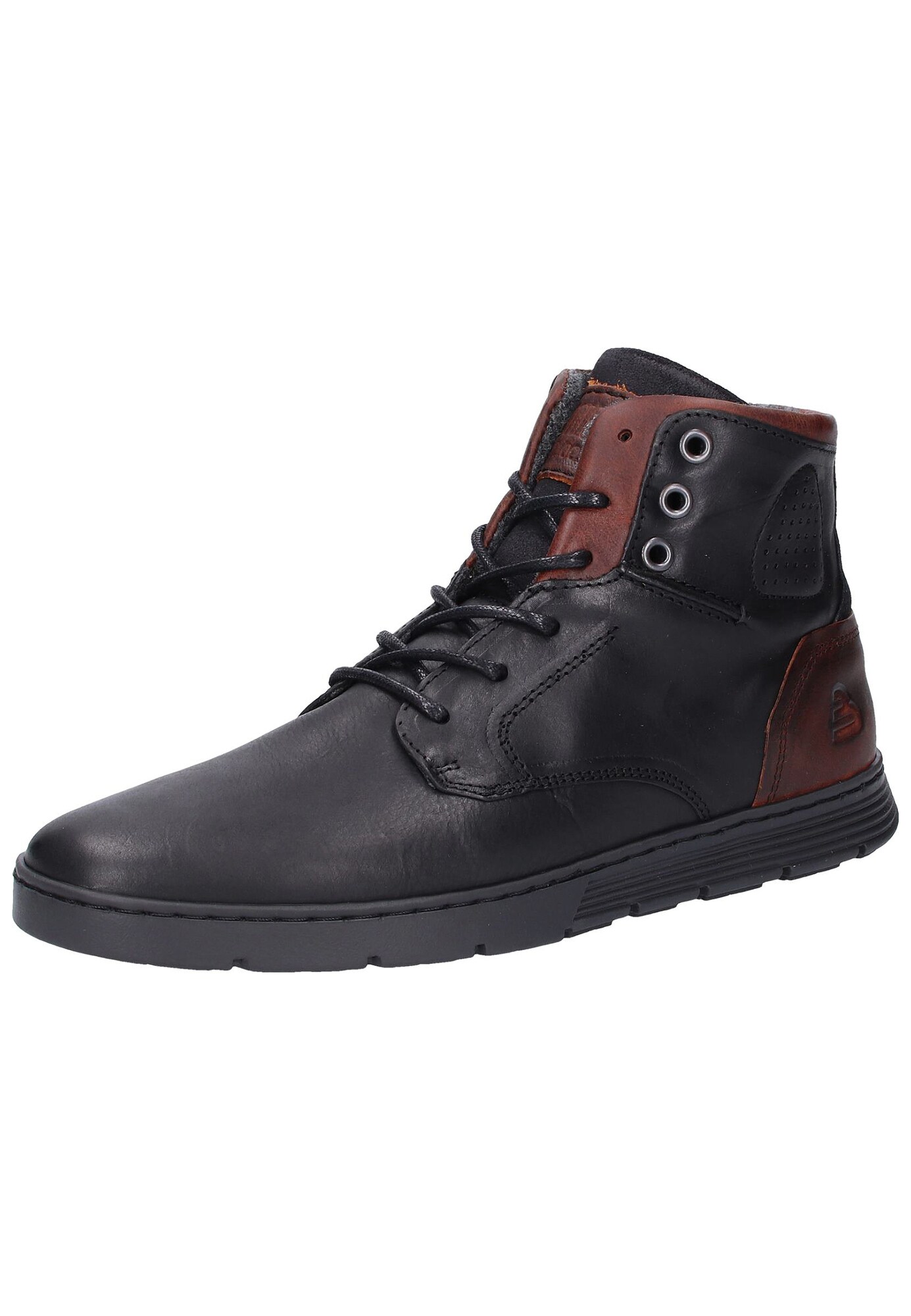 Bullboxer Heren Sneakers Hoog Kastanjebruin Zwart bullboxer kopen in de aanbieding