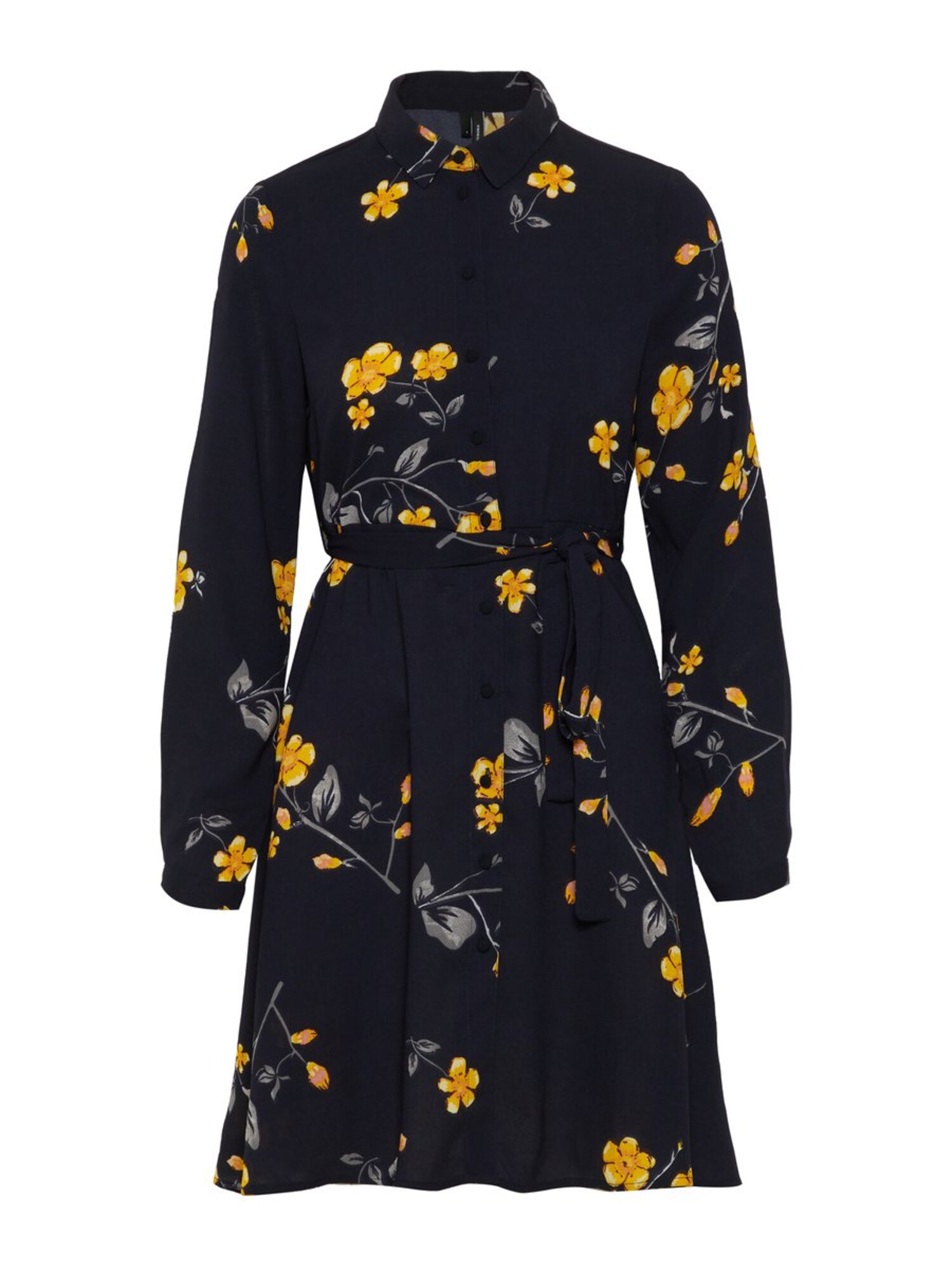 Vero Moda Dames Blousejurk Nachtblauw Geel Zilvergrijs vero moda kopen in de aanbieding