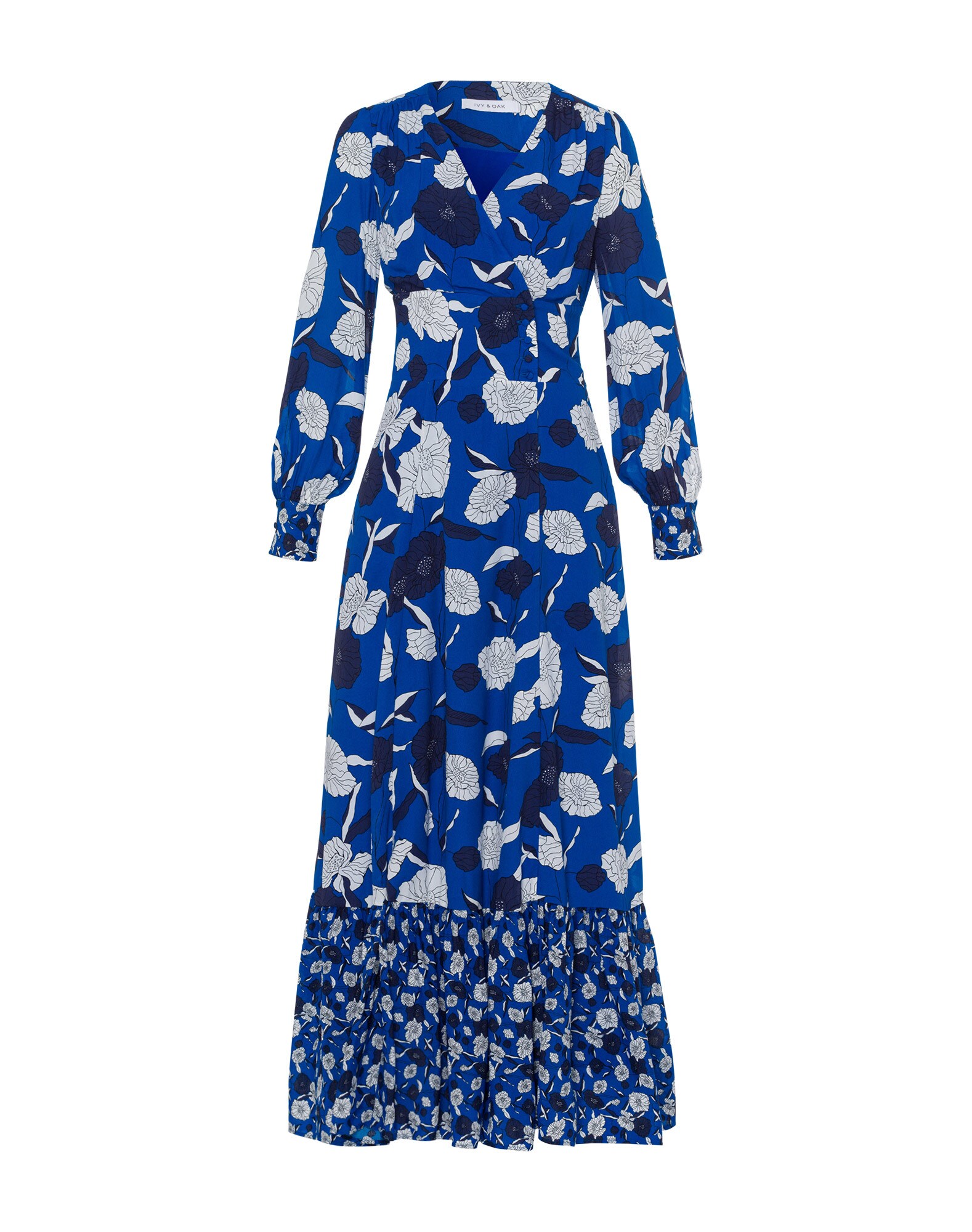 Ivy Oak Dames Avondjurk Blauw Donkerblauw Wit ivy oak kopen in de aanbieding