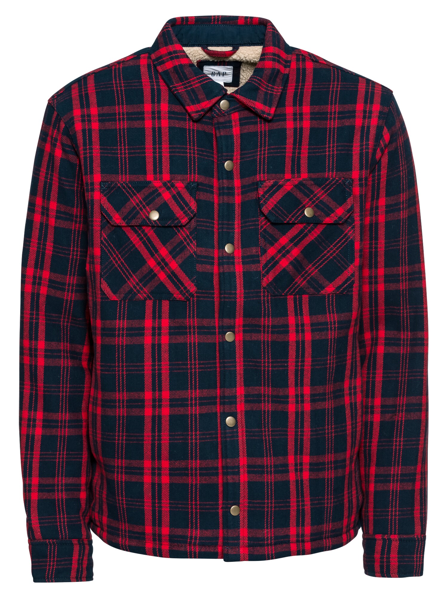 Gap Heren Tussenjas Sherpa Lined Plaid Shirt Jkt Rood gap kopen in de aanbieding