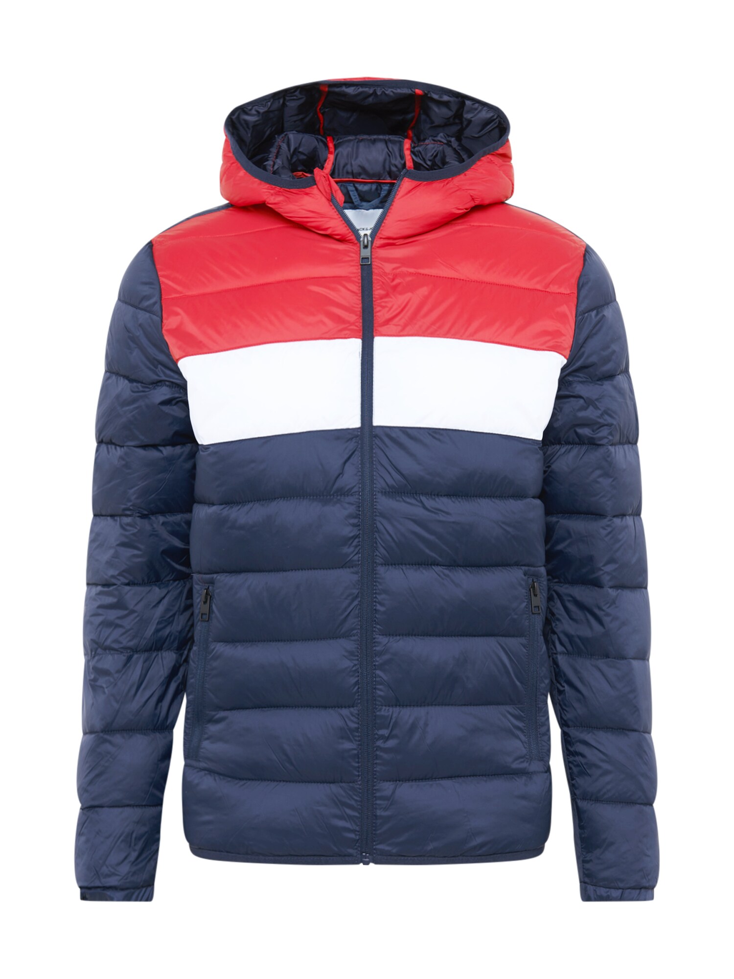 JACK & JONES Žieminė striukė 'MAGIC'  gencijono spalva / raudona / balta