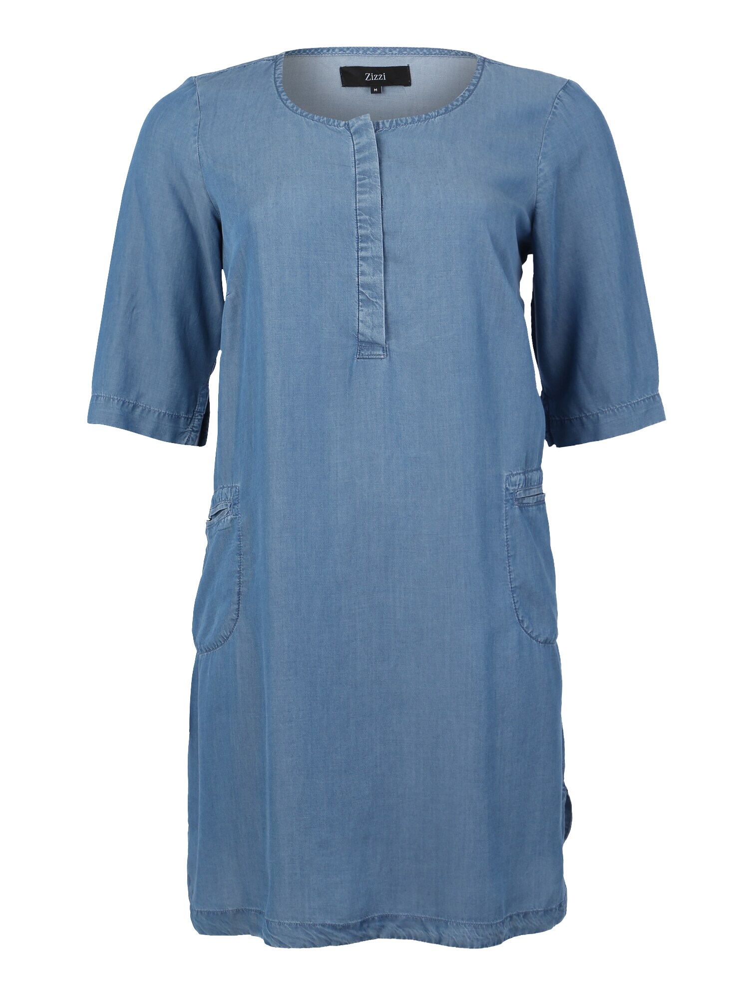 Zizzi Dames Jurk Jemily Blauw Denim zizzi kopen in de aanbieding