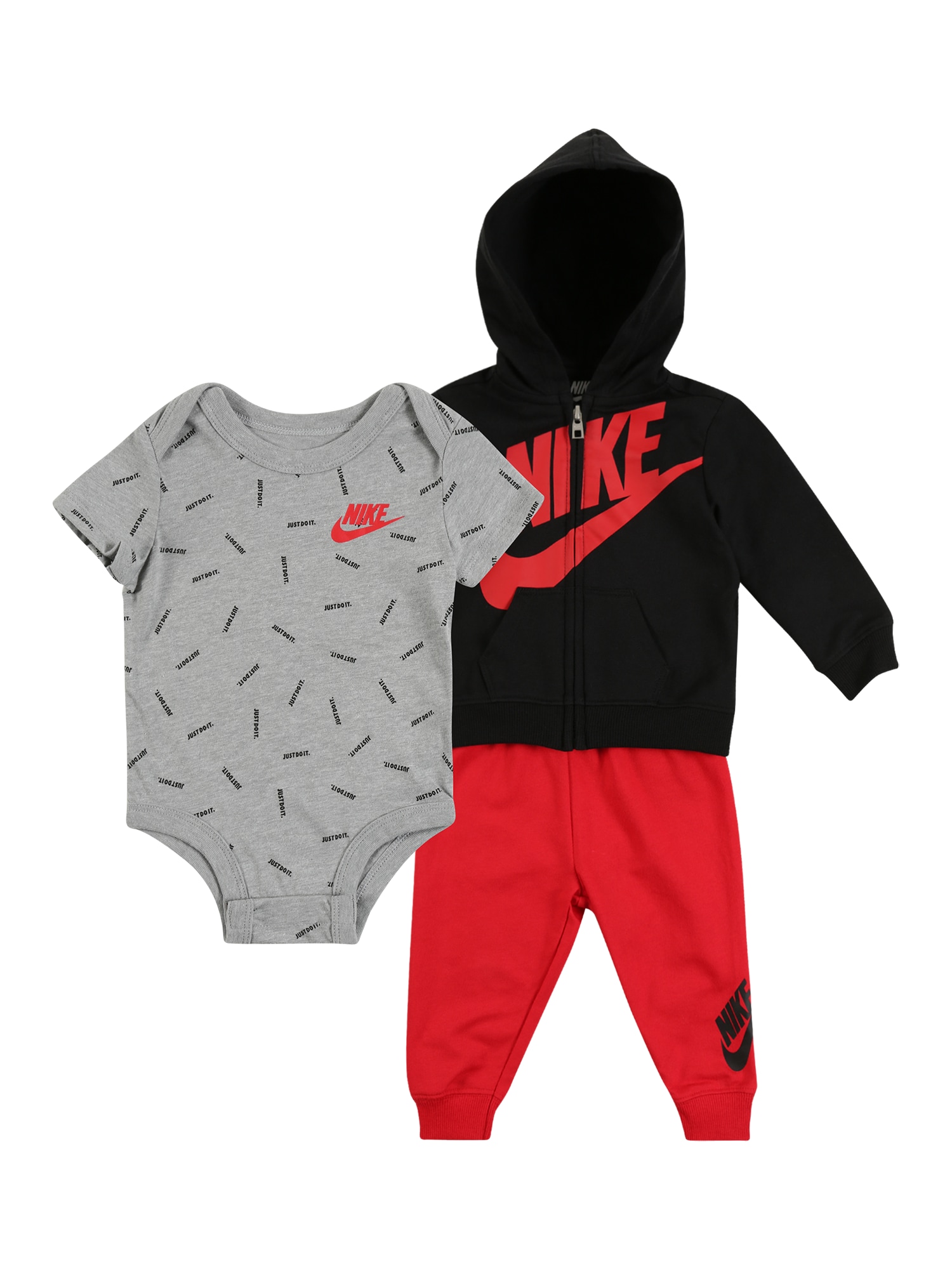Nike Sportswear Комплект  сиво / червено / черно