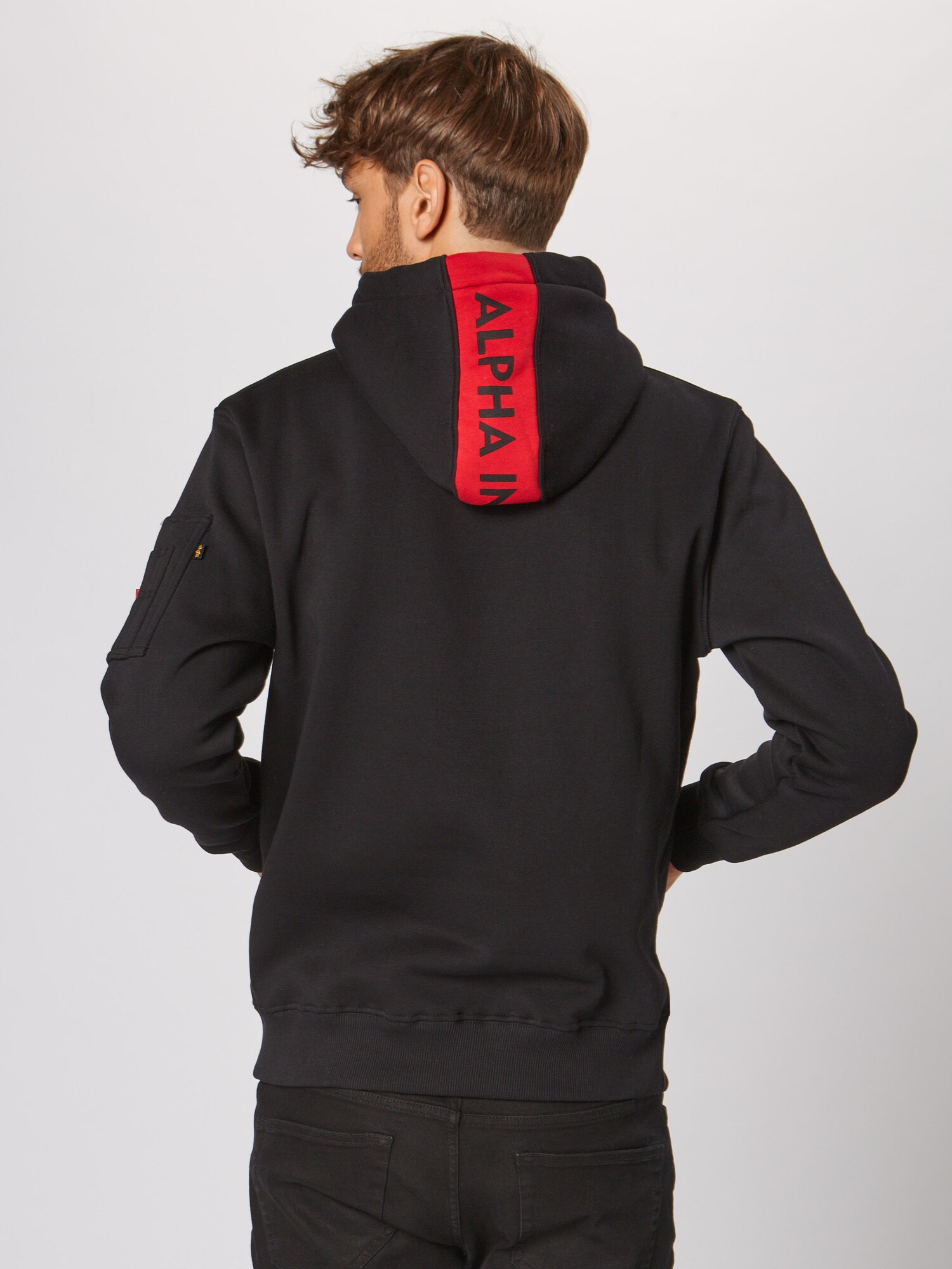 ALPHA INDUSTRIES Mikina 'Red Stripe' červená / čierna / biela (obrázok 4)