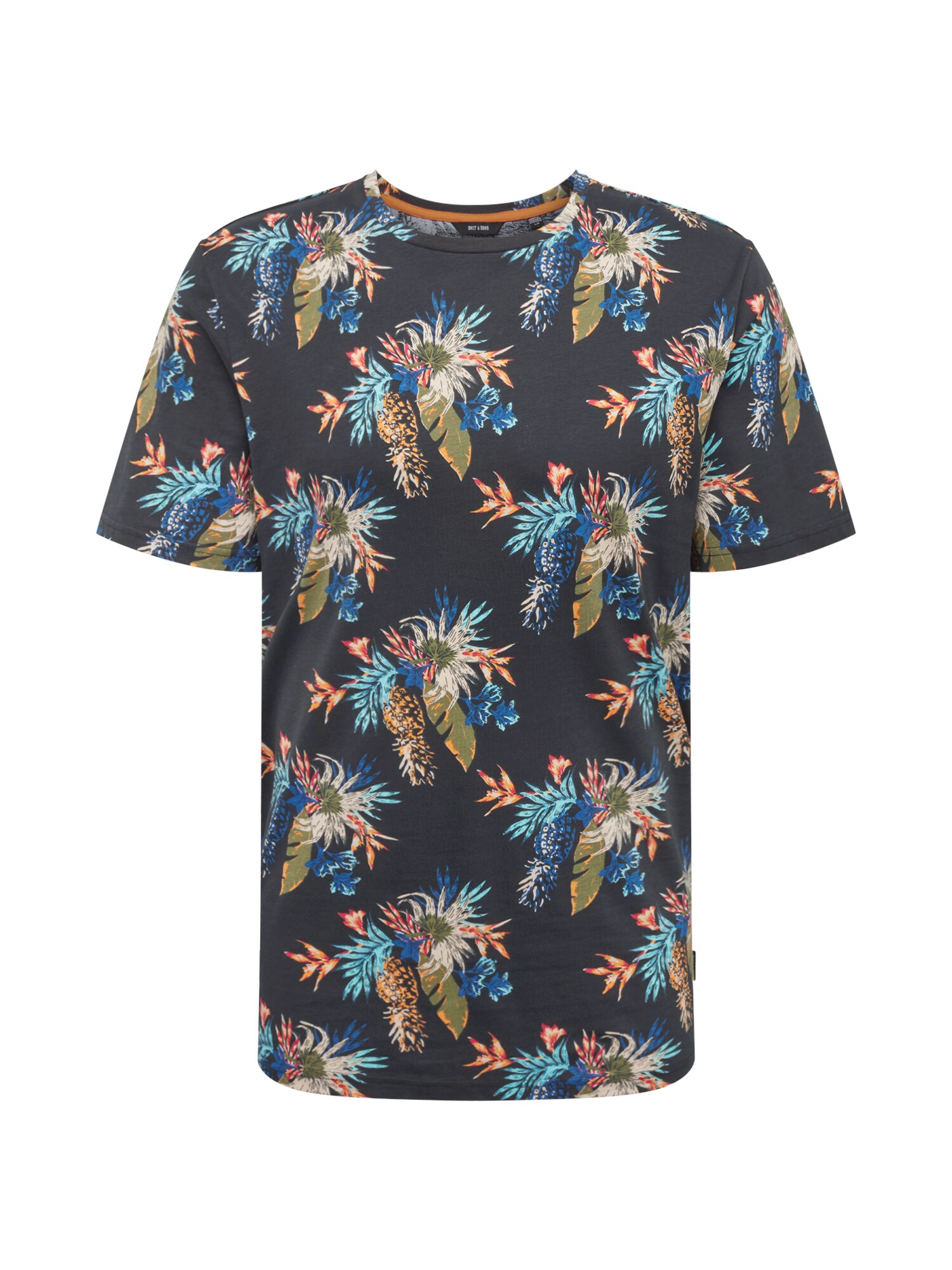 Only Sons Heren Shirt Leif Ss Aop Tee Gemengde Kleuren Zwart only sons kopen in de aanbieding