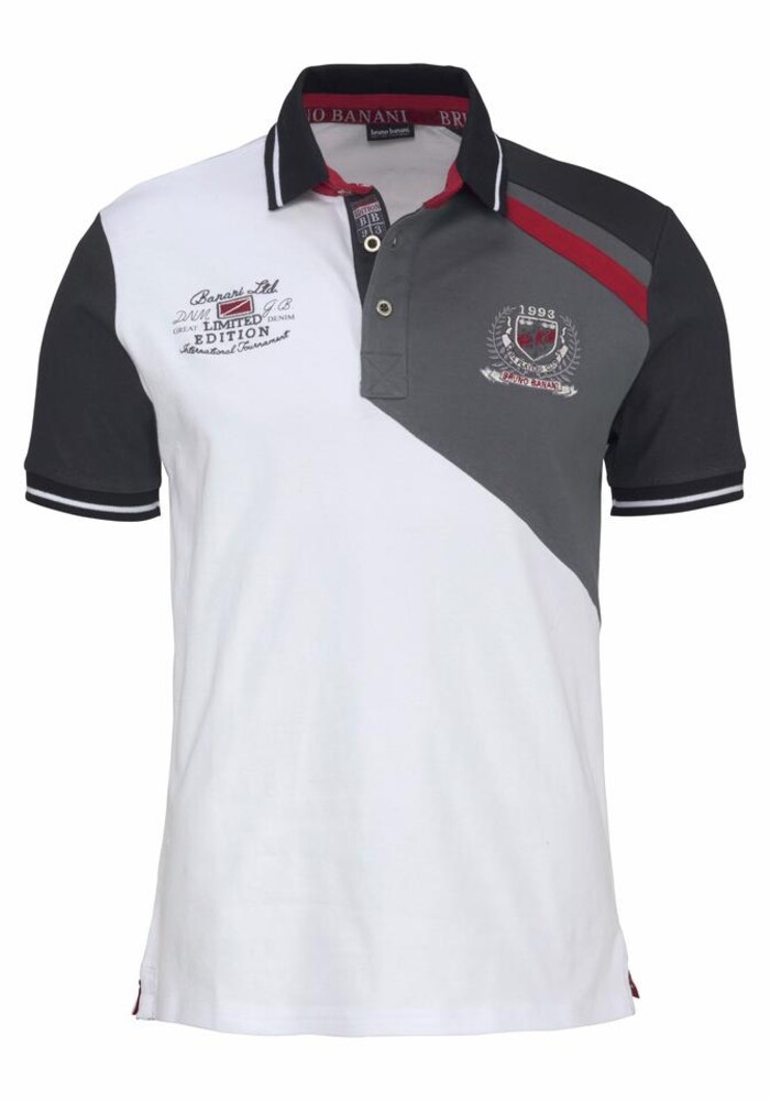 Bruno Banani Poloshirt Herren Größe M grau / rot / schwarz / weiß