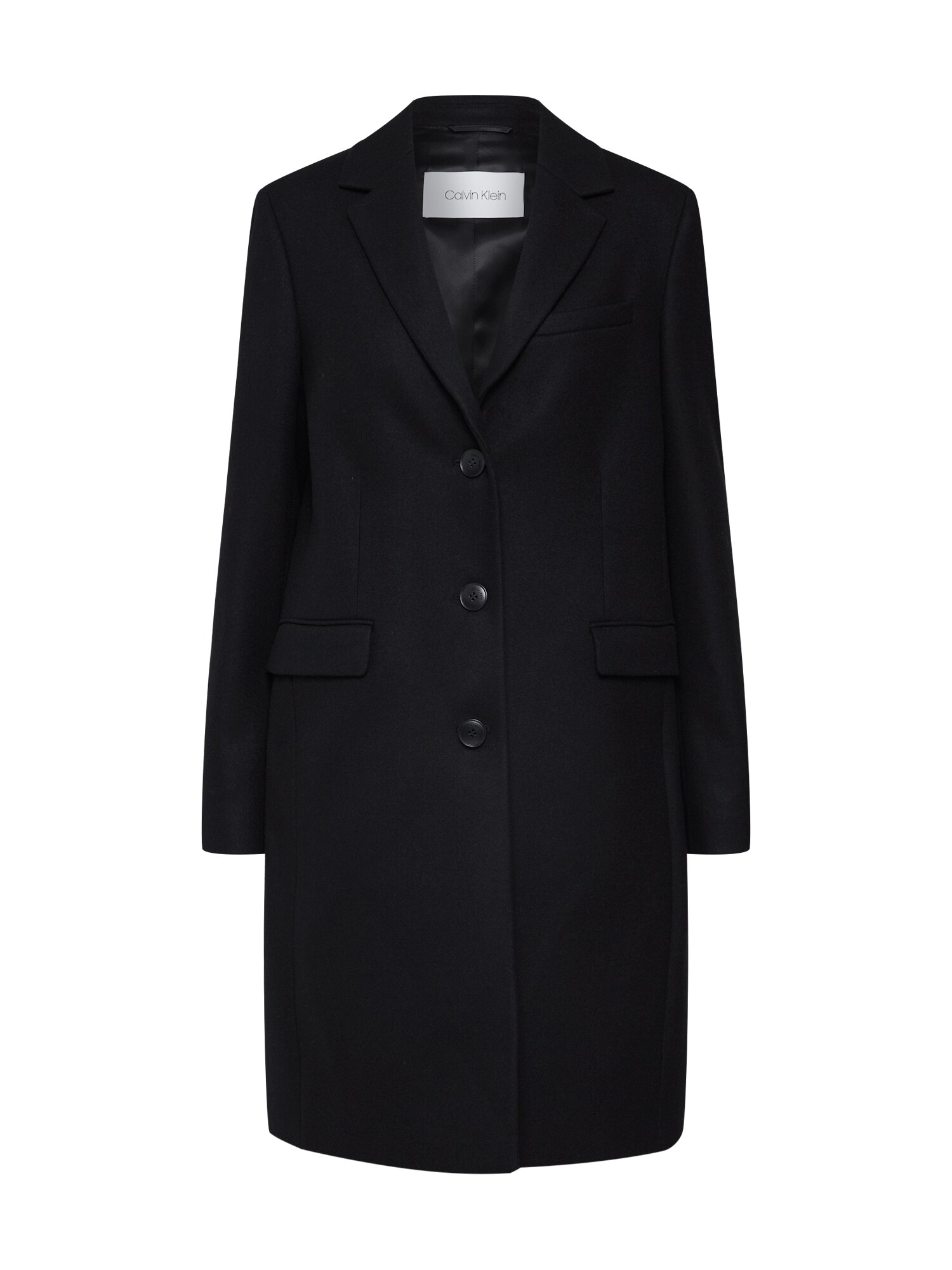 Calvin Klein Dames Tussenmantel Wool Cashmere Melton Cromby Coat Zwart calvin klein kopen in de aanbieding