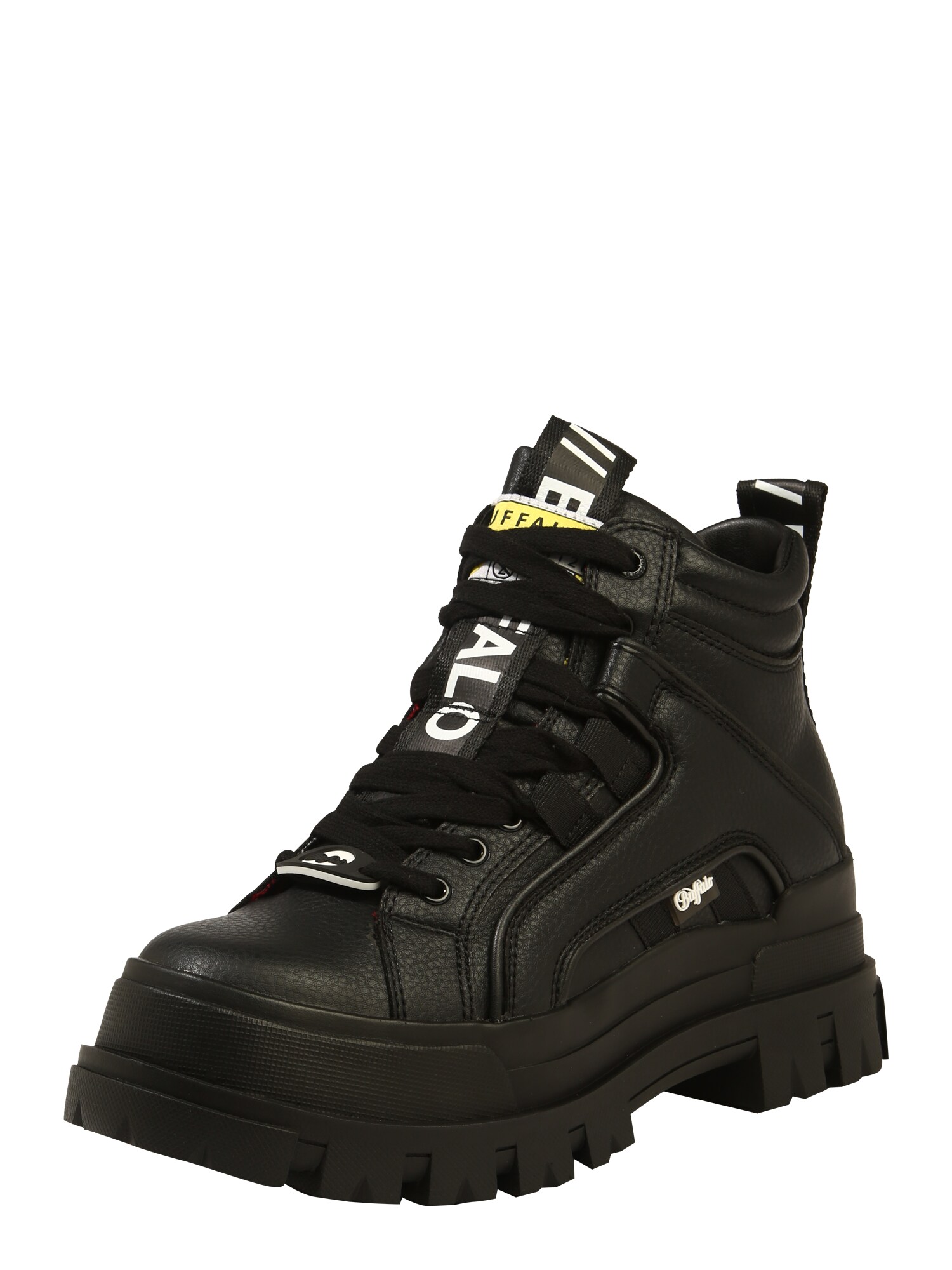 BUFFALO Ghete cu șireturi Aspha  galben / negru / alb