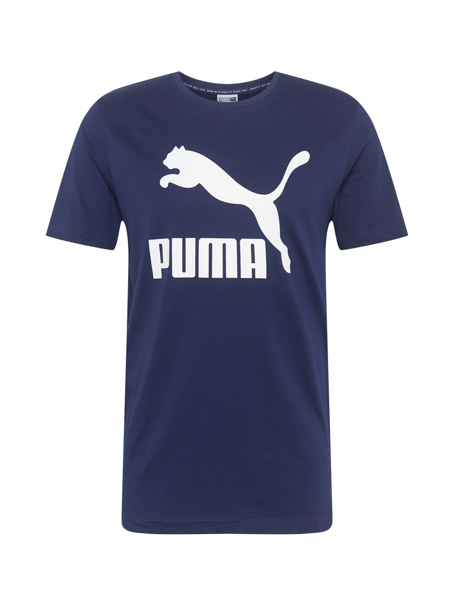 PUMA Sportiniai marškinėliai 'Classics Logo'  tamsiai mėlyna / balta