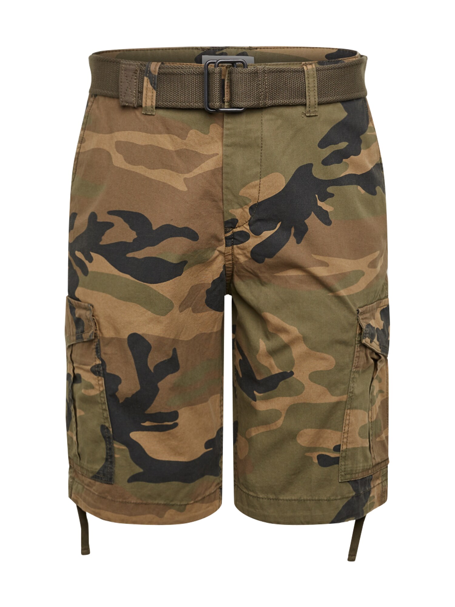 JACK & JONES Laisvo stiliaus kelnės 'JJICHARLIE JJCARGO SHORTS AKM 803'  tamsiai žalia / ruda