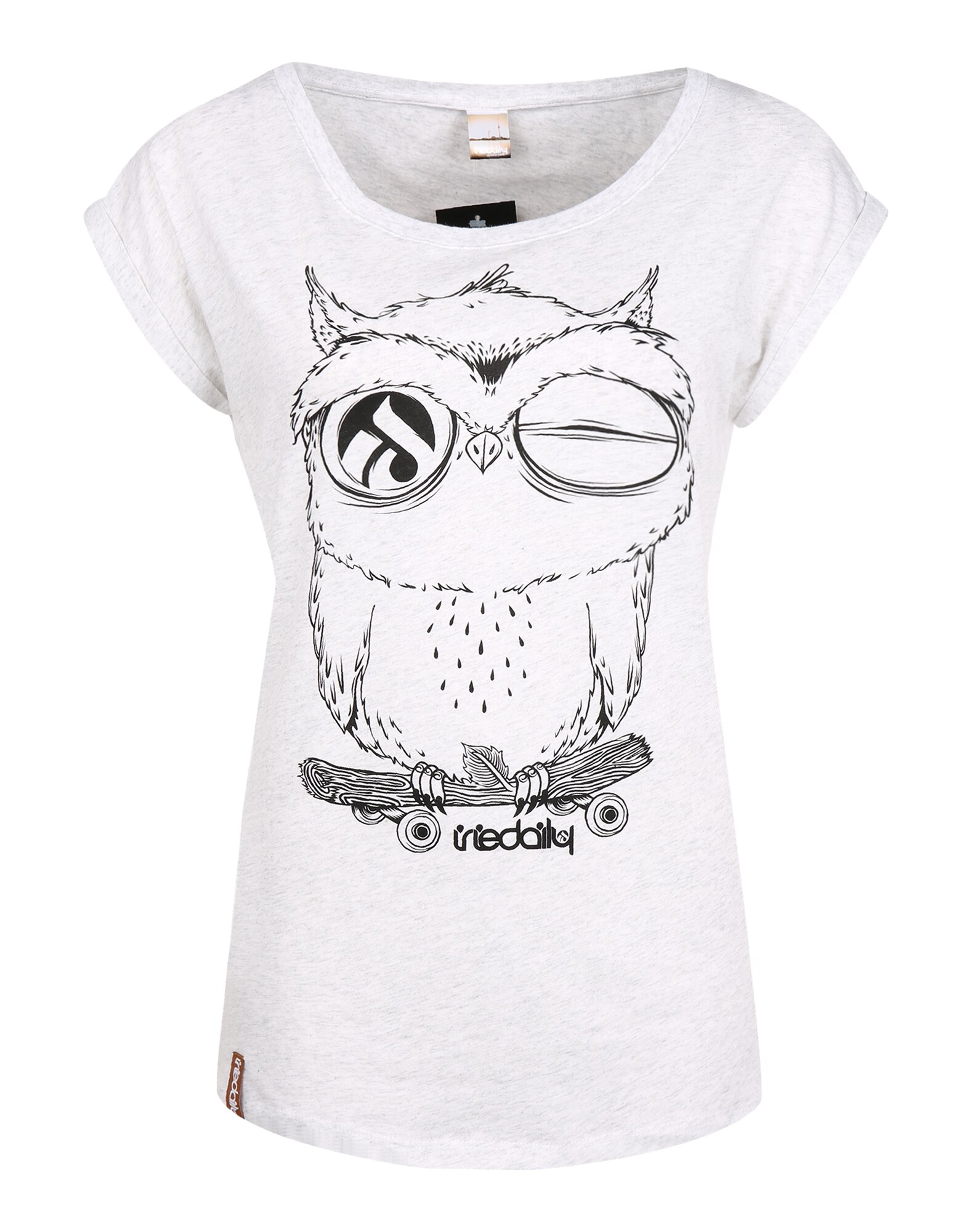Iriedaily Marškinėliai 'Skateowl 2'  juoda / balkšva