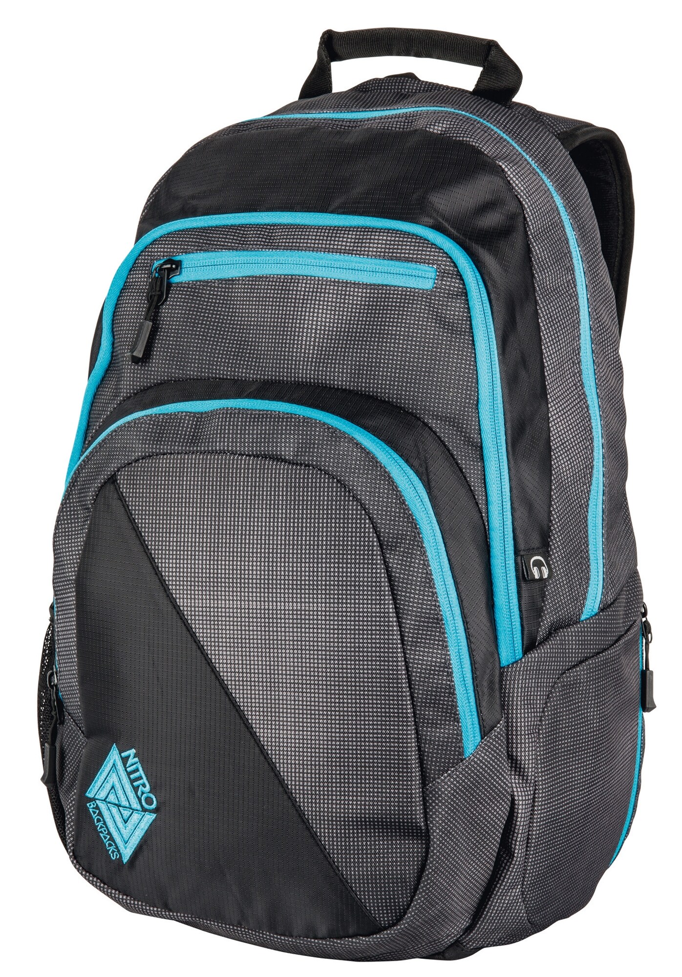 NitroBags Rugzak 'Stash' Aqua / Grijs Gemêleerd / Zwart