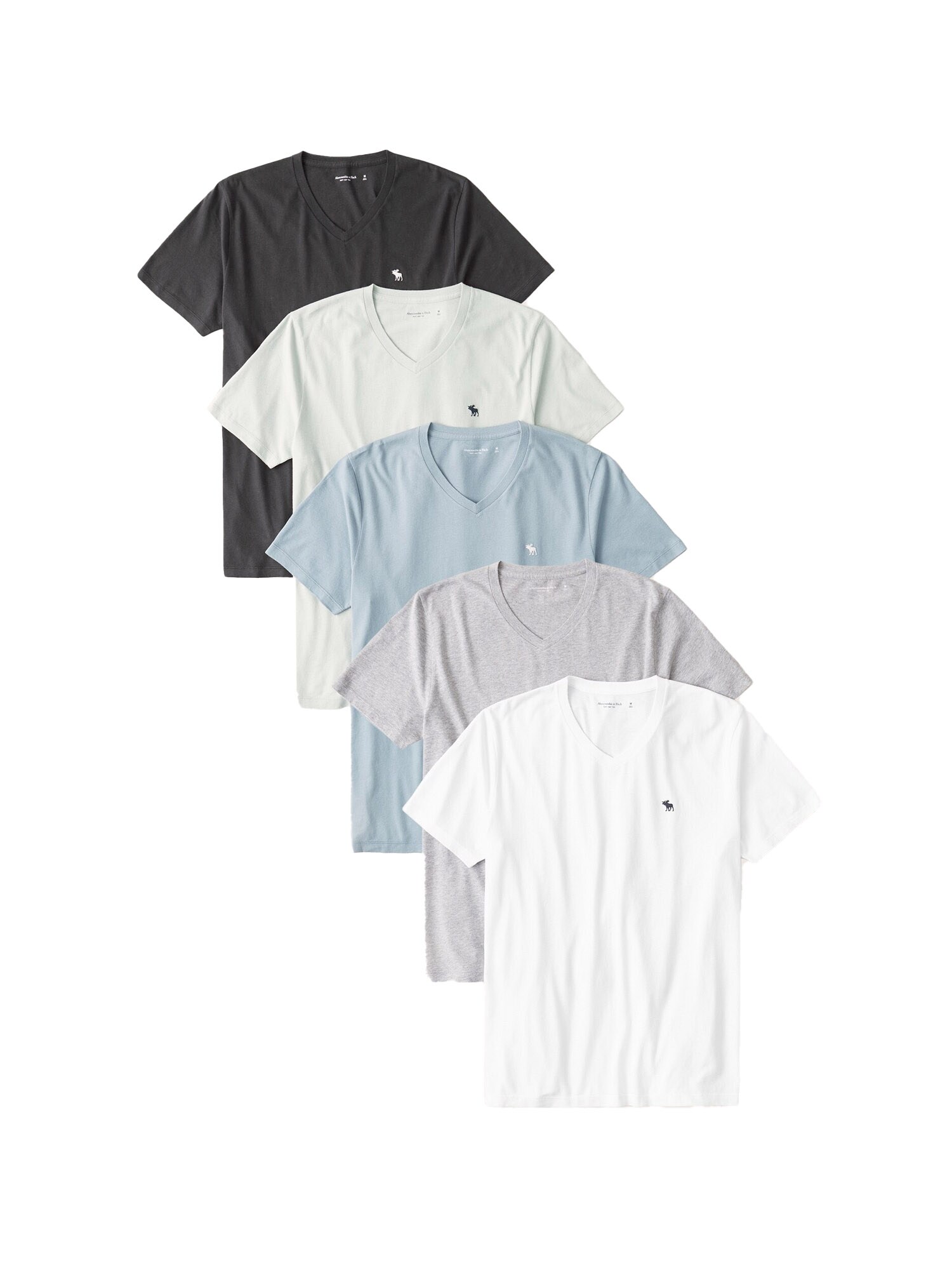 Abercrombie & Fitch Marškinėliai  balta / margai pilka / šviesiai pilka / juoda / melsvai pilka