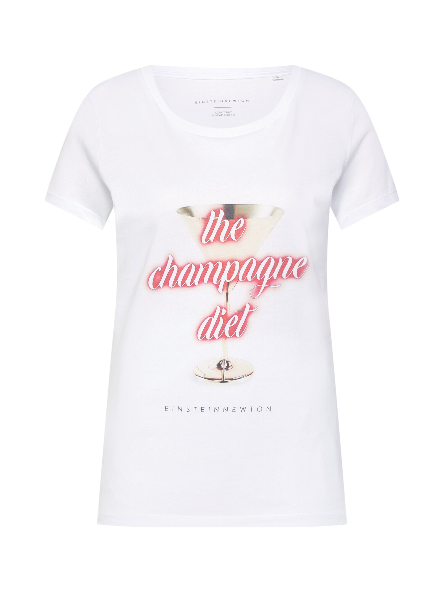 EINSTEIN & NEWTON Marškinėliai 'Champagne Diet'  rožinė / balta