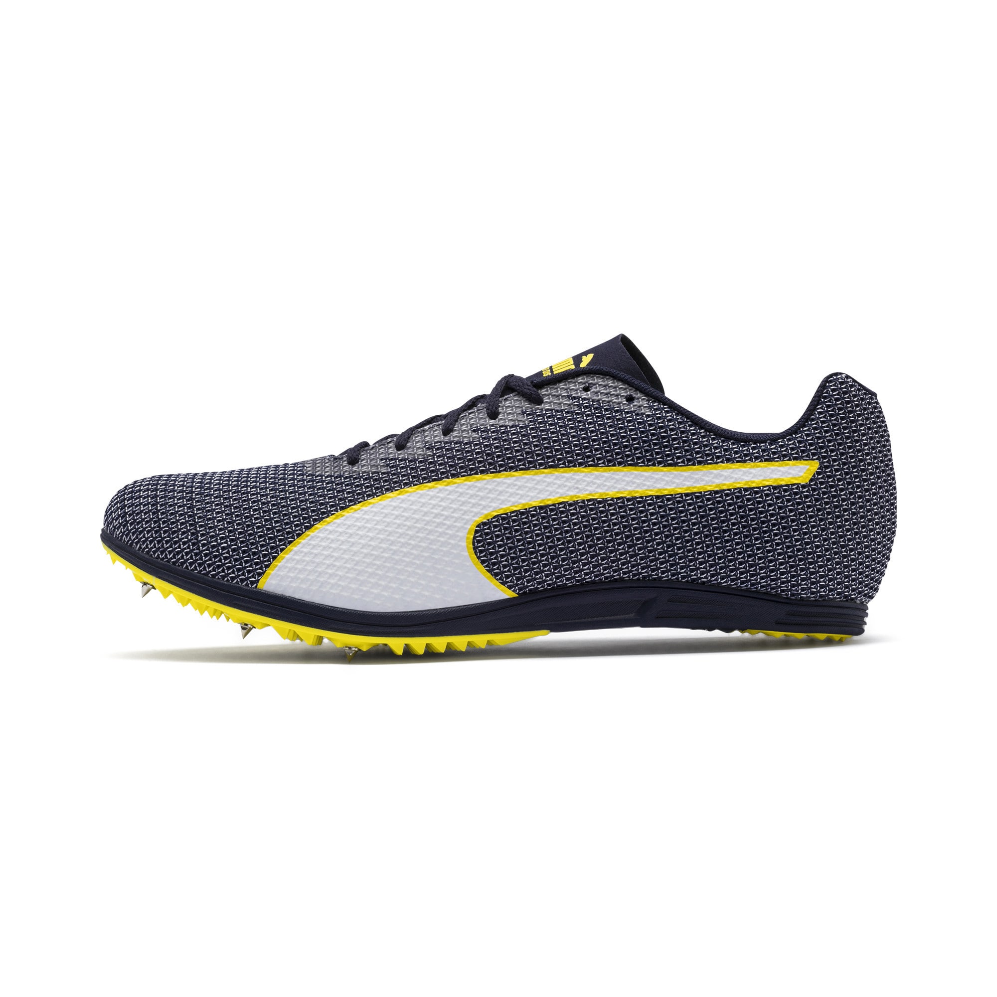 Puma Heren Loopschoen Distance 8 Donkerblauw Geel Wit puma kopen in de aanbieding