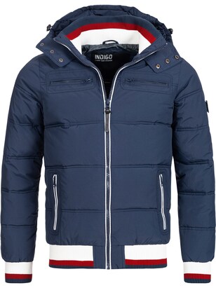 INDICODE JEANS Winterjas ‘Marlon’ Navy / Vuurrood / Natuurwit