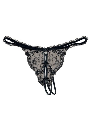 PETITE FLEUR GOLD, Tanga, černá