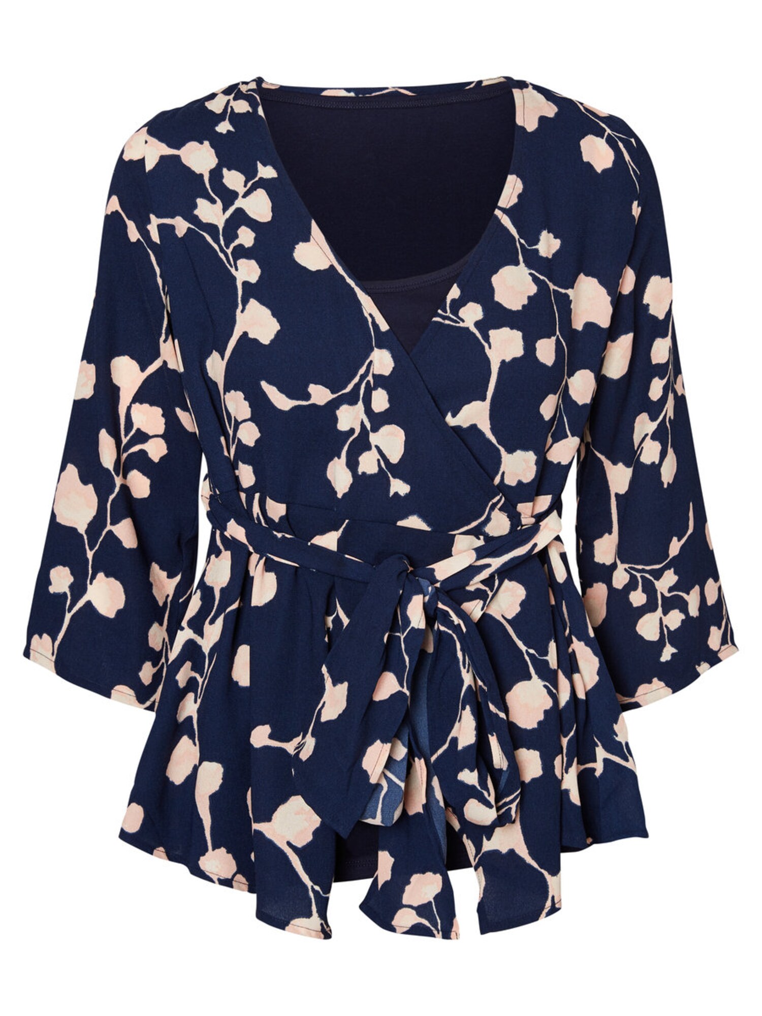 Mamalicious Dames Blouse Beige Nachtblauw mamalicious kopen in de aanbieding