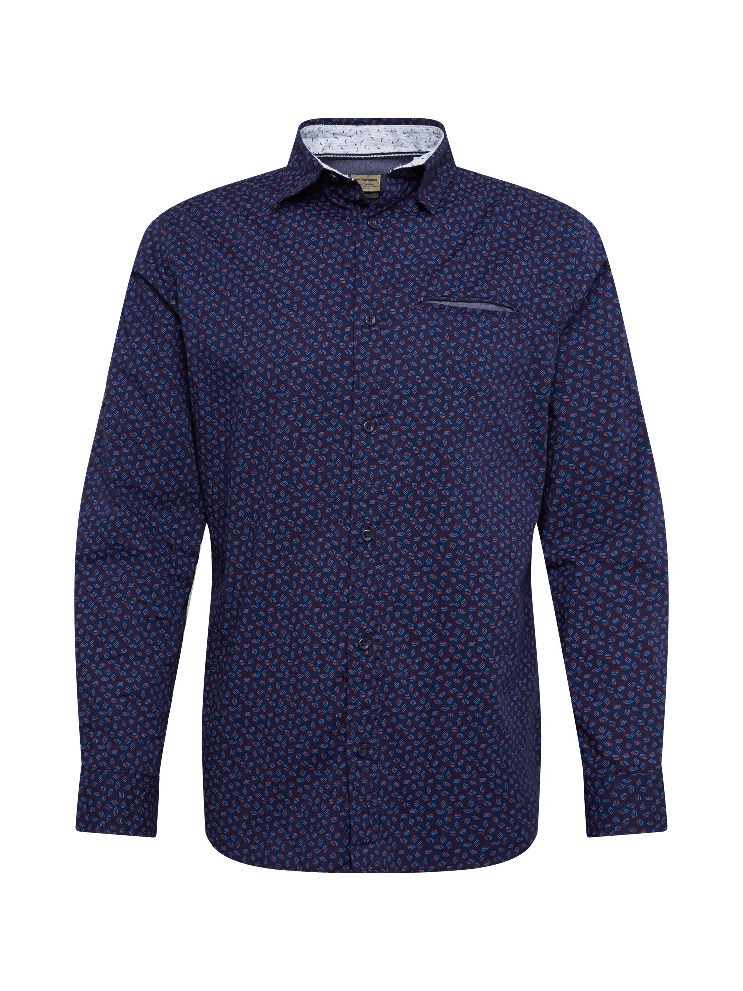 JACK & JONES Dalykiniai marškiniai 'Matthew'  tamsiai mėlyna / mėlyna / pastelinė raudona