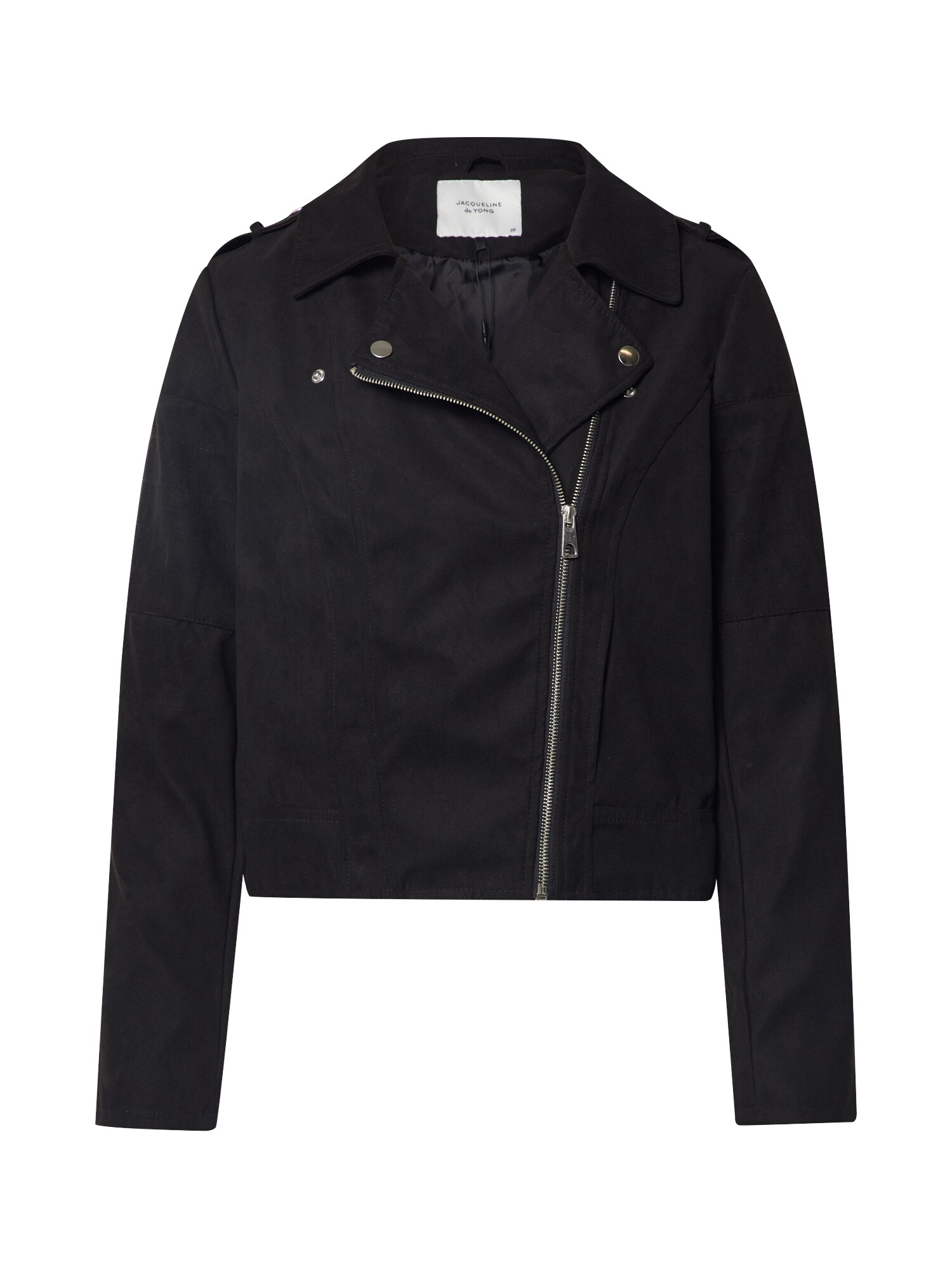 JACQUELINE de YONG Demisezoninė striukė 'JDYPEACH FAUX SUEDE BIKER OTW NOOS'  pilka