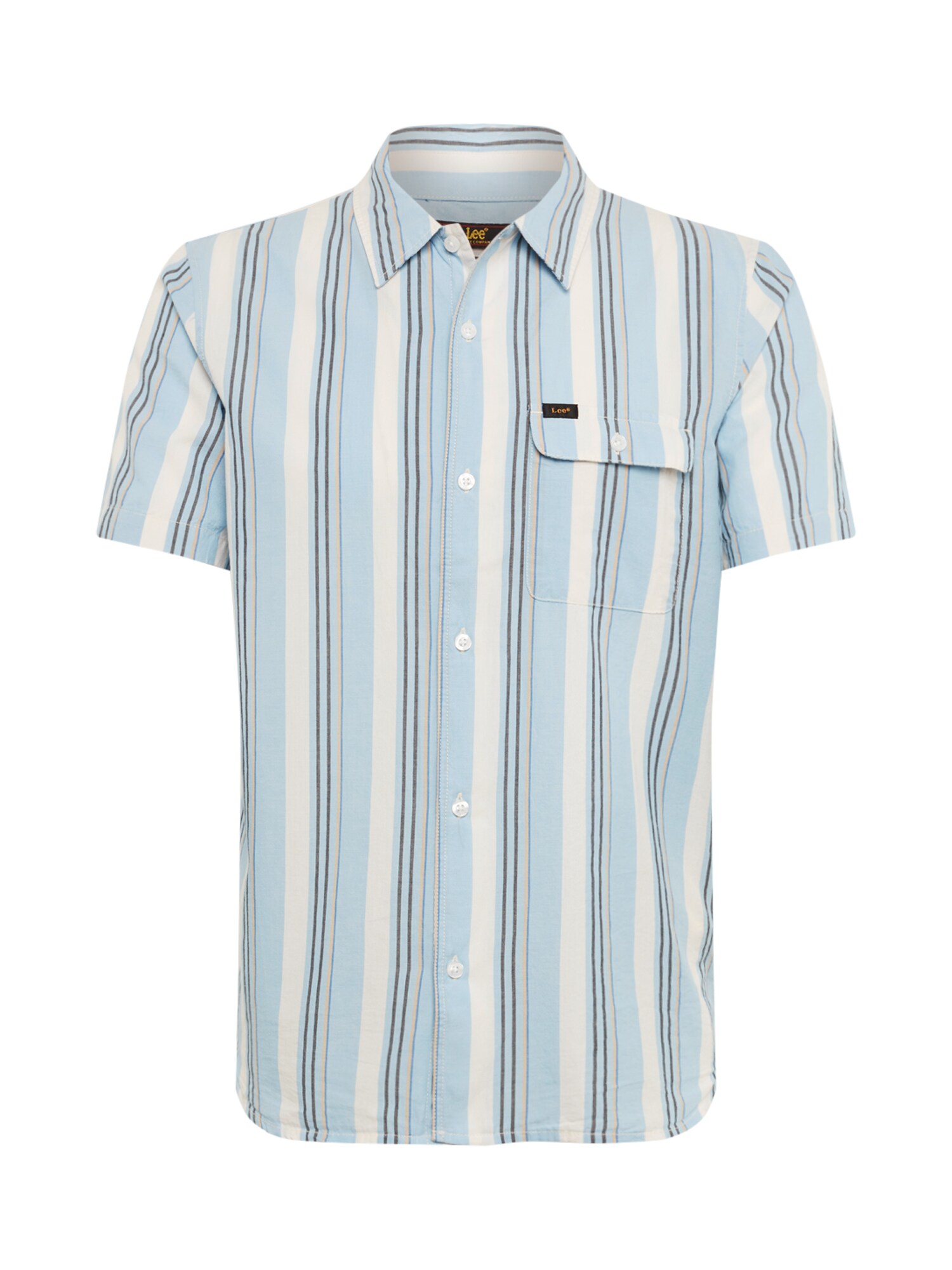 Lee Heren Overhemd Ss Variation Lichtblauw Offwhite lee kopen in de aanbieding