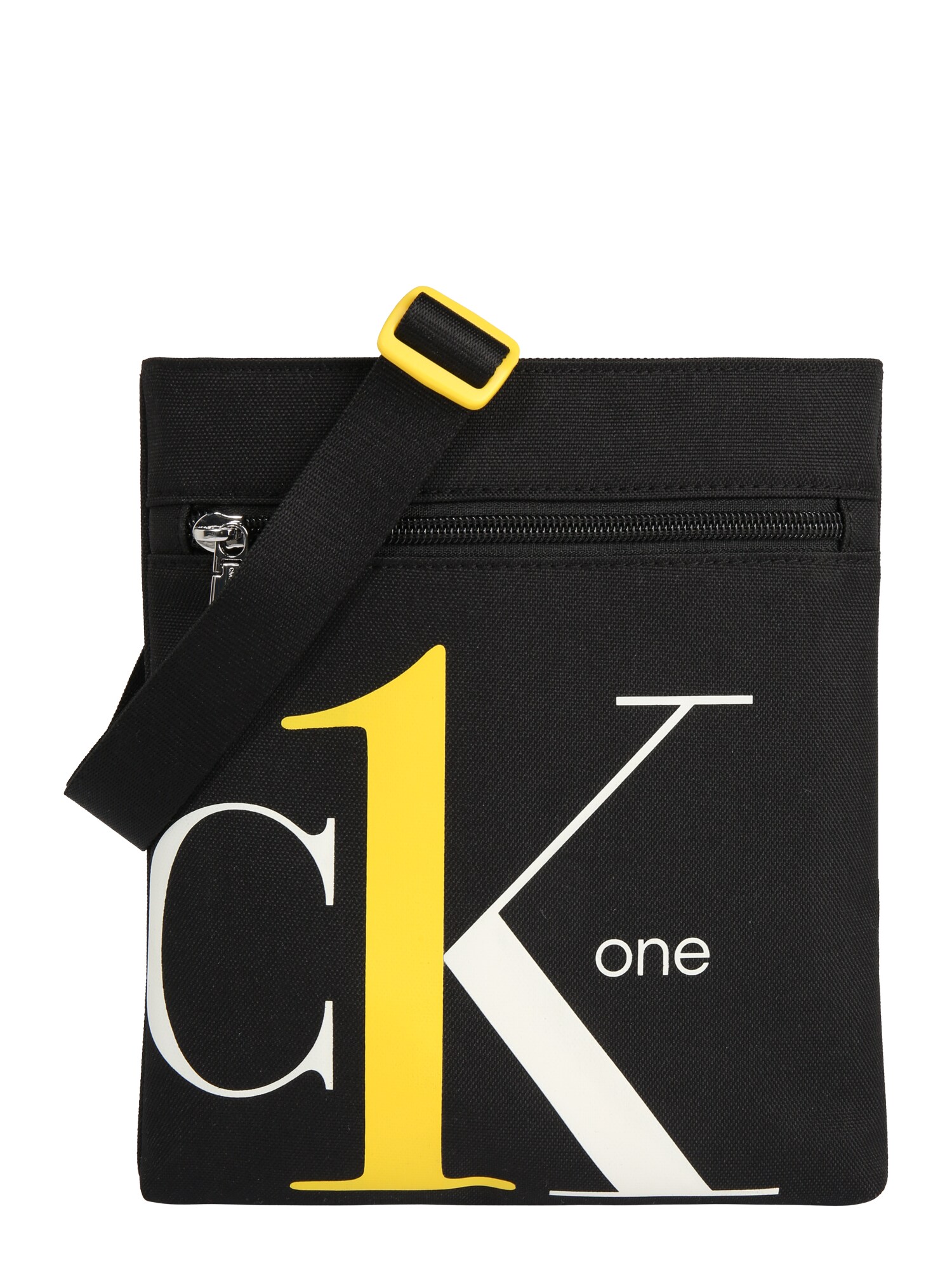 Calvin Klein Jeans Rankinė su ilgu dirželiu 'CK1 MICRO FLATPACK'  balta / juoda / geltona