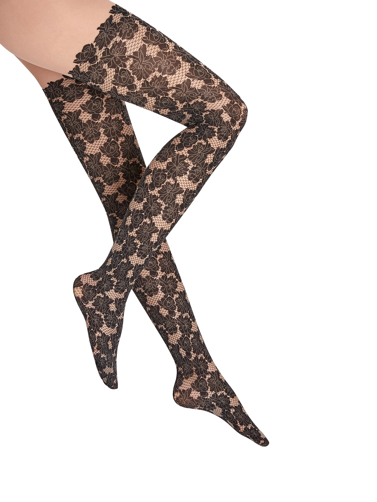 Wolford Permatomos pėdkelnės 'Dakota'  juoda / kūno spalva