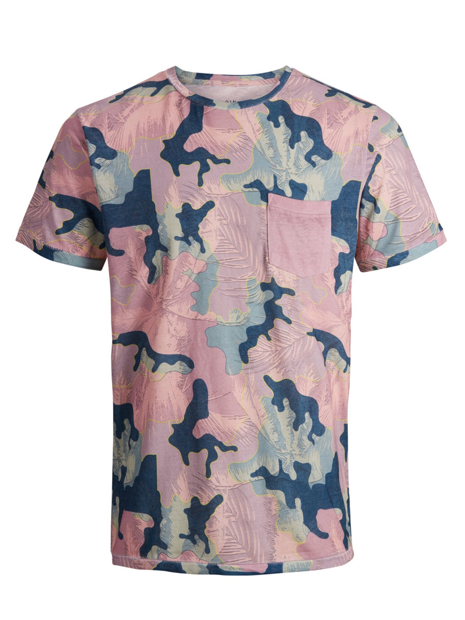 Jack And Jones Heren Shirt Camo Lichtblauw Donkerblauw Rosa jack and jones kopen in de aanbieding