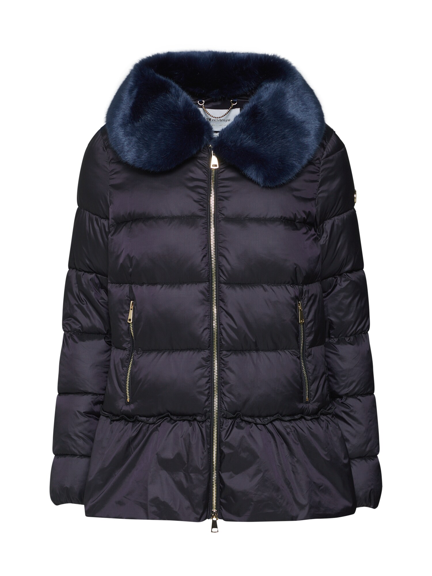 Rich Royal Dames Winterjas Down Jacket With Volant Nachtblauw rich royal kopen in de aanbieding