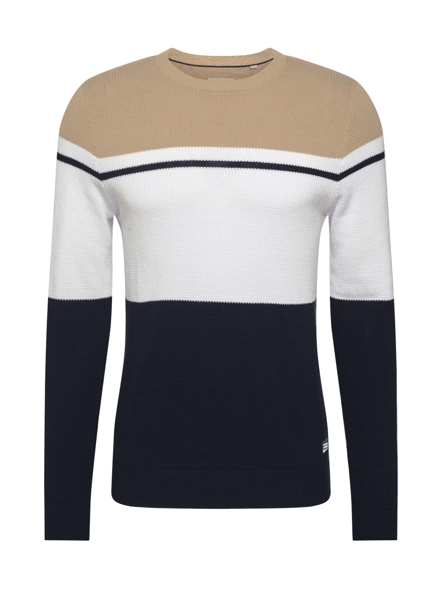 JACK & JONES Megztinis 'Rock'  balta / smėlio / mėlyna