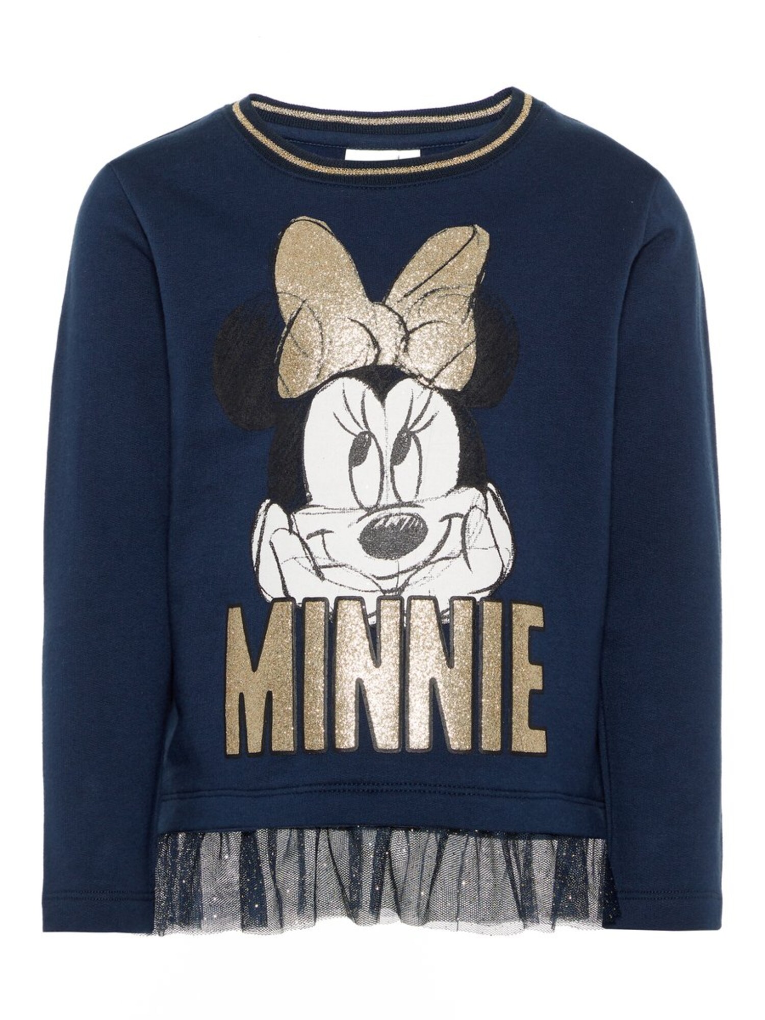 Name It Meisjes Sweatshirt Minnie Mouse Donkerblauw Goud Natuurwit name it kopen in de aanbieding