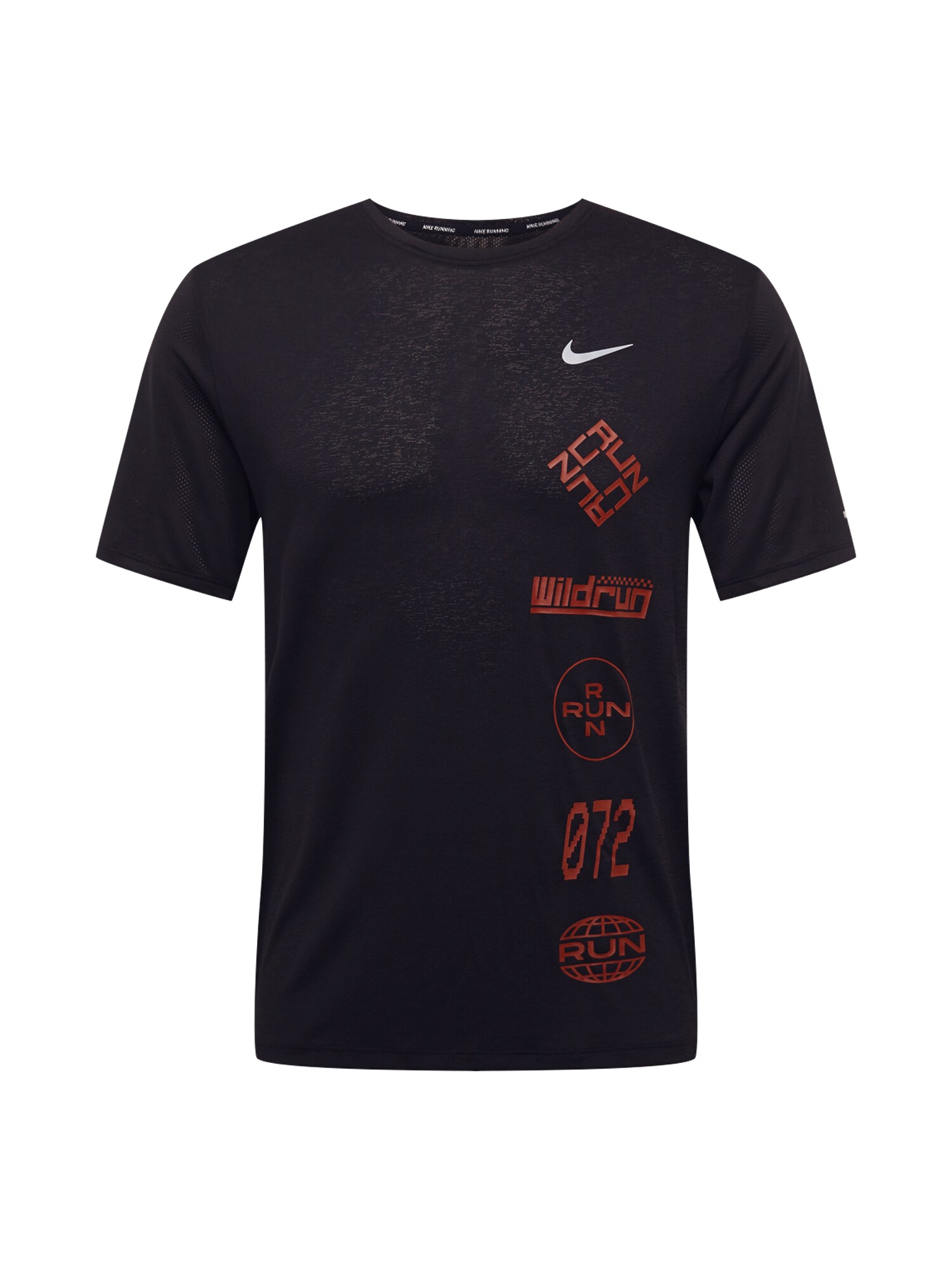 NIKE Sportiniai marškinėliai  juoda / ugnies raudona